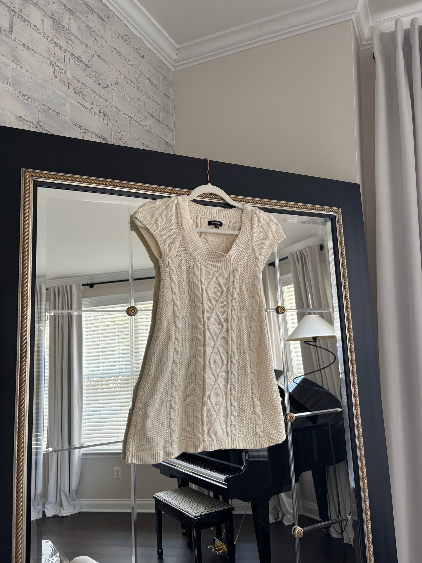 Y2k Express Cream Cable Knit Sweater Top