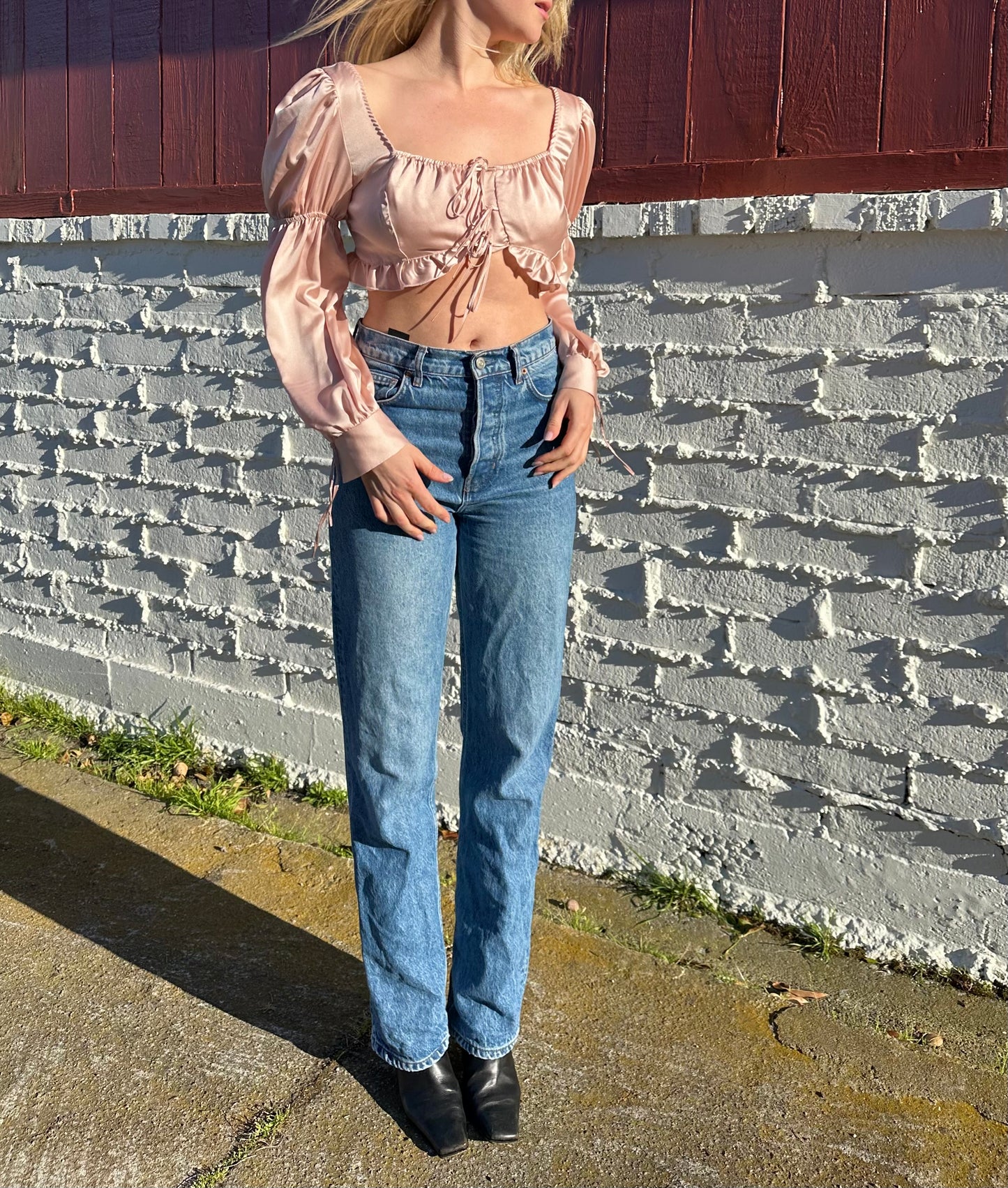 Pink Silky Crop Top