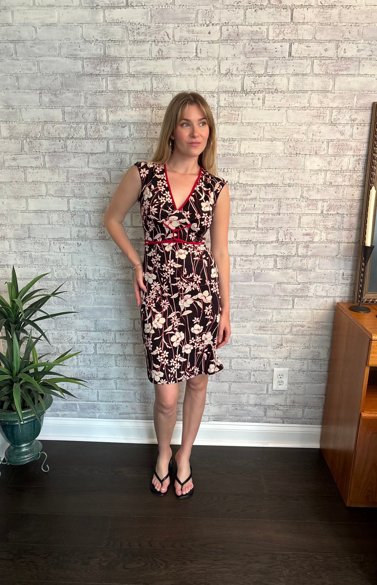 Vintage Y2k Floral V-Neck Dress