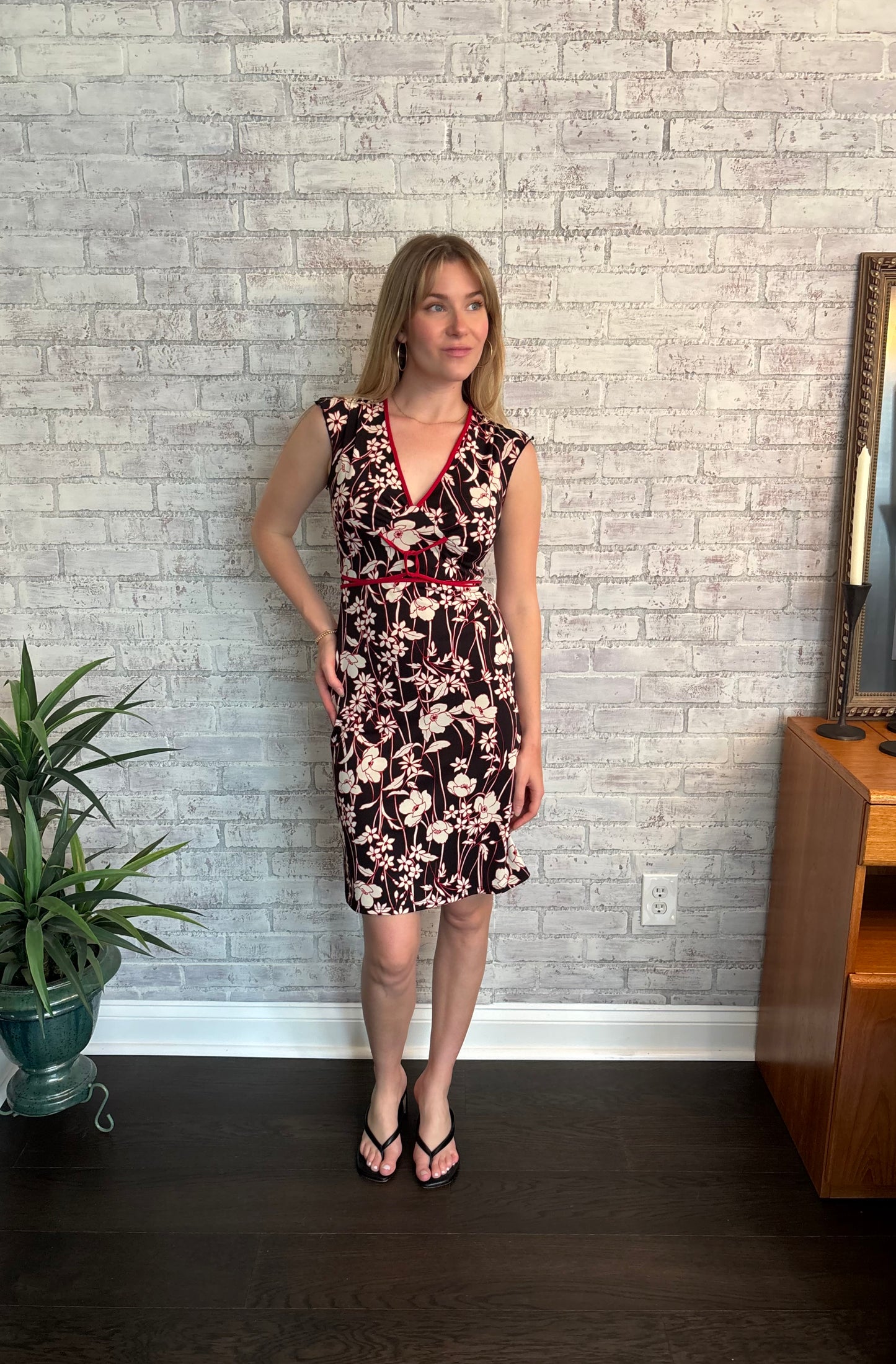 Vintage Y2k Floral V-Neck Dress