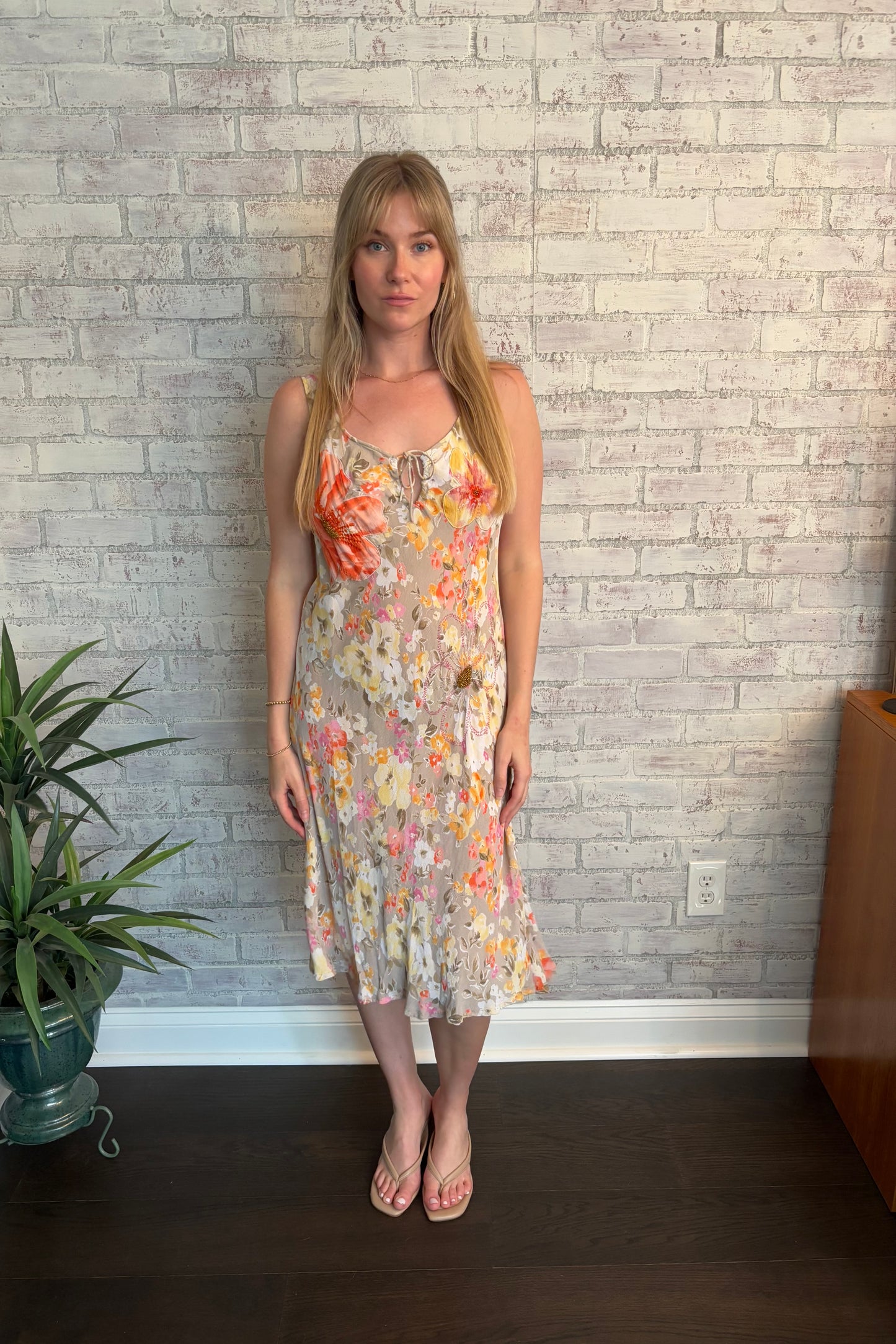 Vintage Beaded Floral Dress