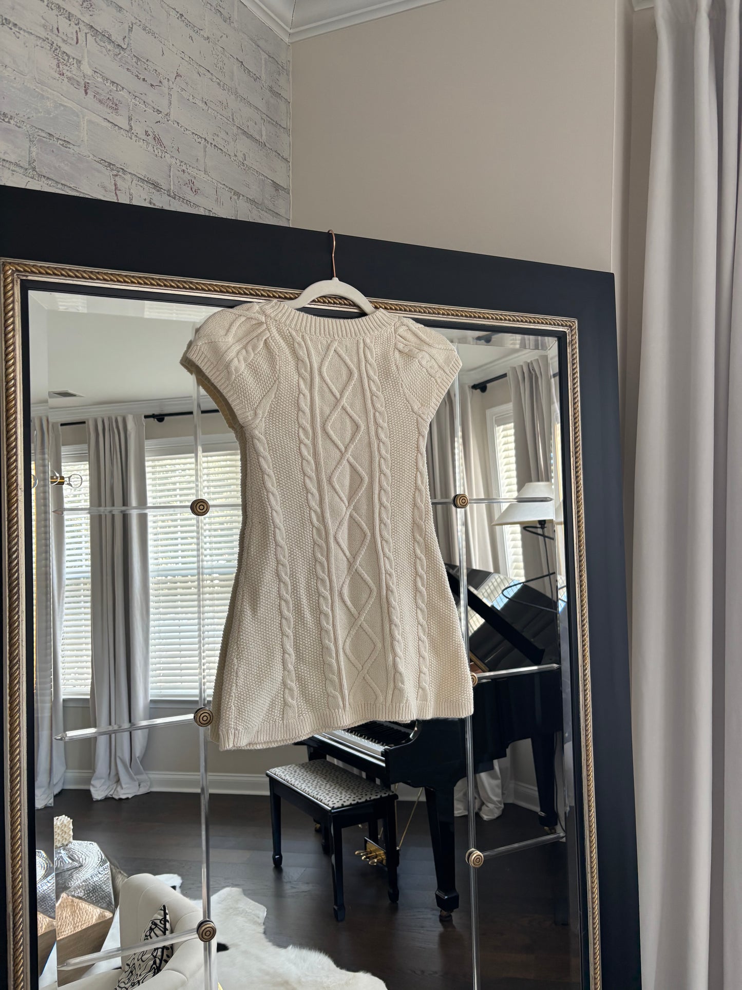 Y2k Express Cream Cable Knit Sweater Top