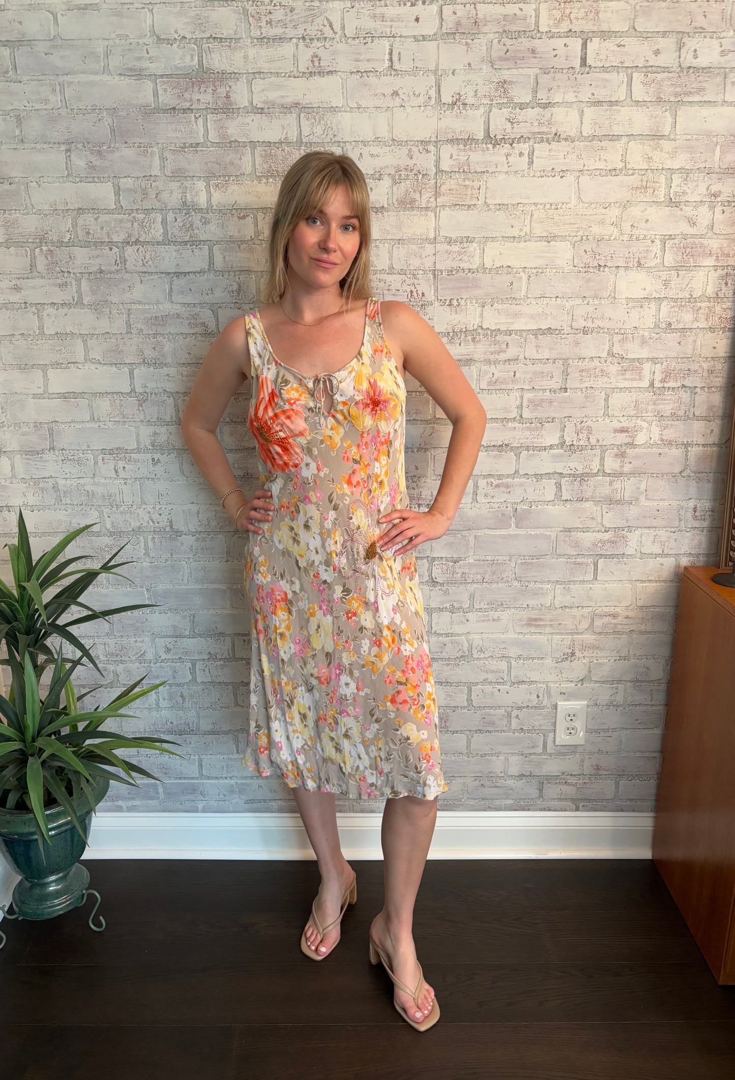 Vintage Beaded Floral Dress