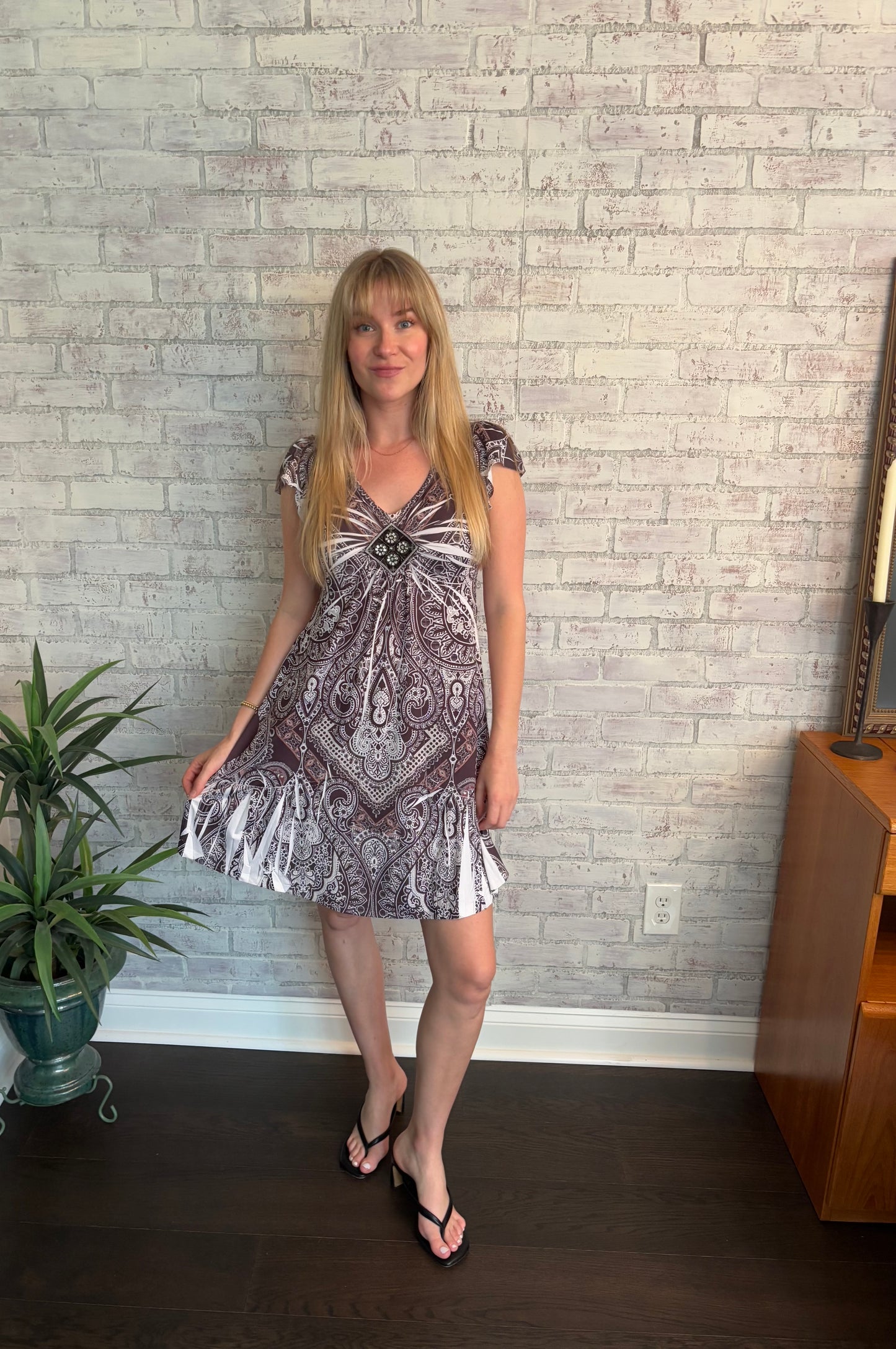 Vintage Y2k Embellished Flowy Dress