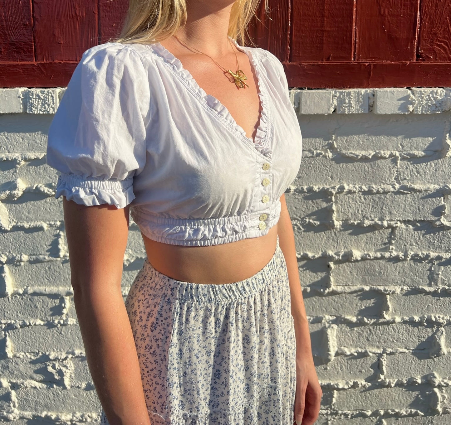 Vintage White Crop Top