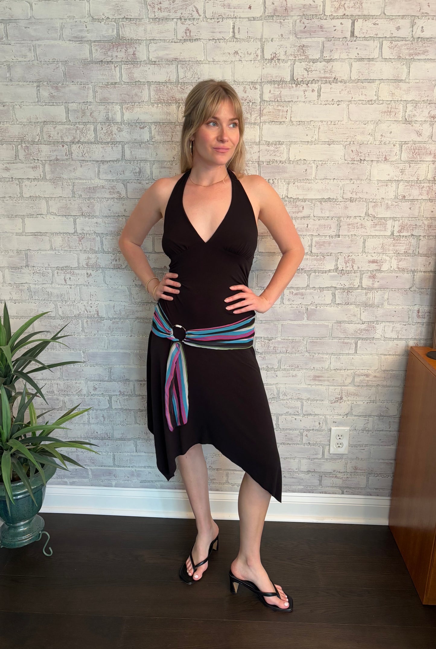 Vintage Y2k Halter Asymmetrical Dress
