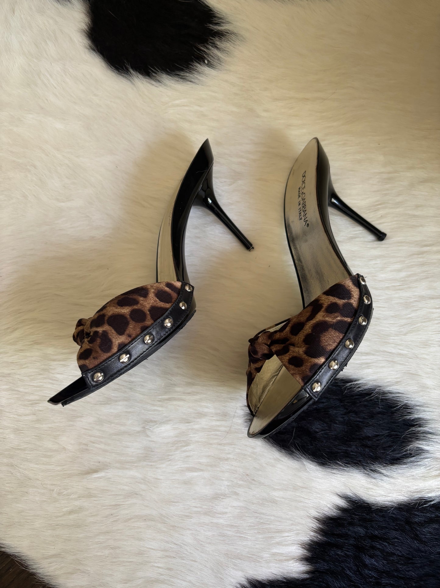 Vintage Dolce & Gabbana Leopard Studded Heels