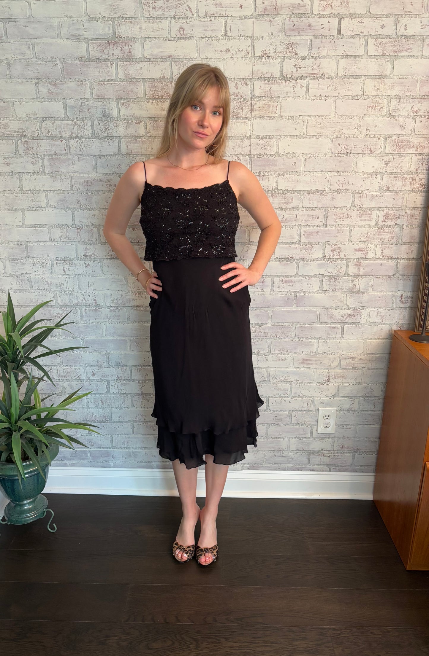 Vintage 90s Ralph Lauren Black Silk Dress