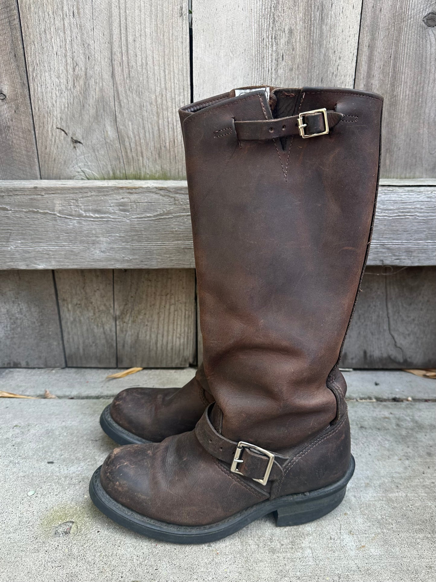 Frye Brown Leather Moto Boots