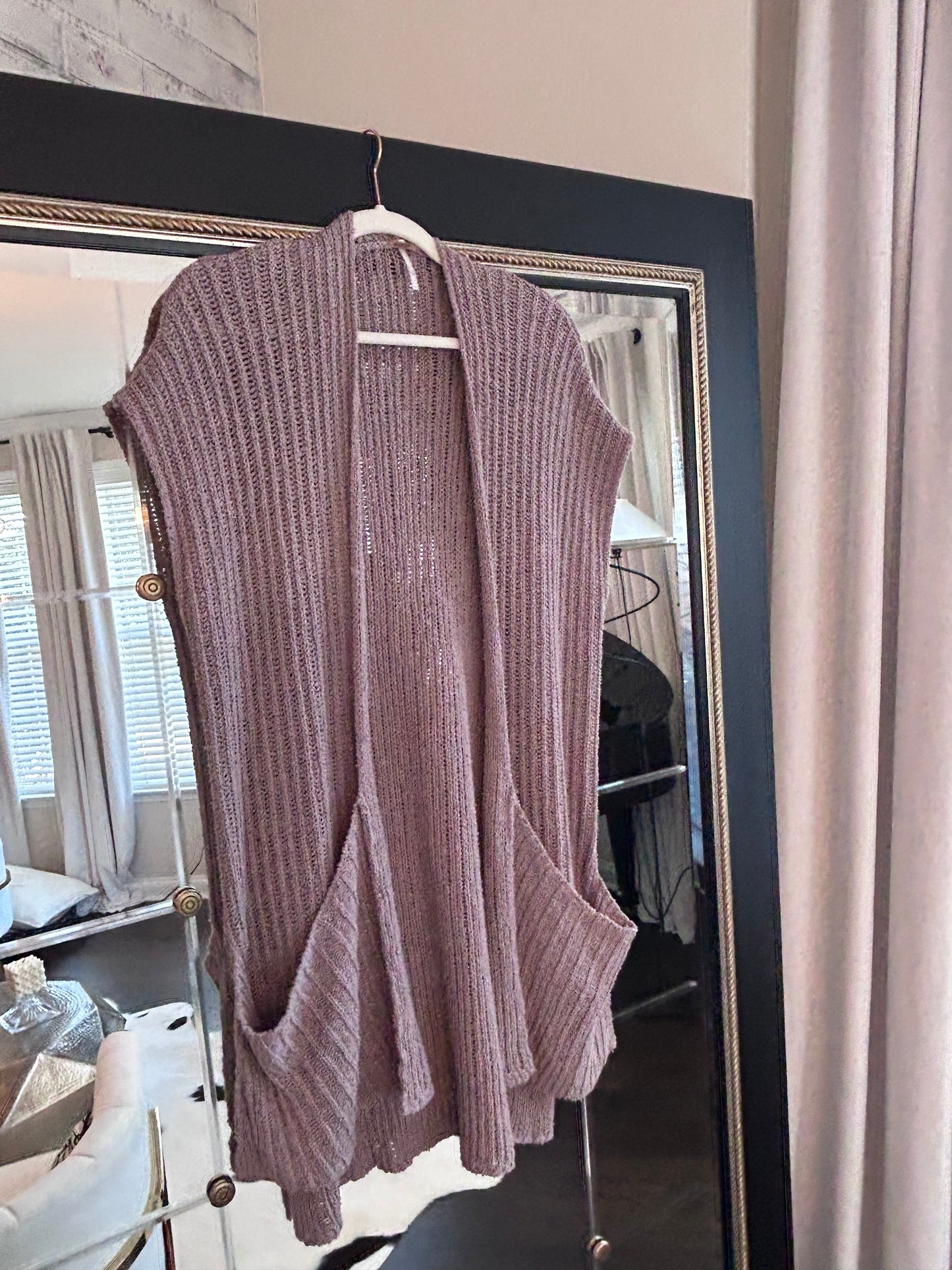 Free People Mauve Long Knit Cardigan