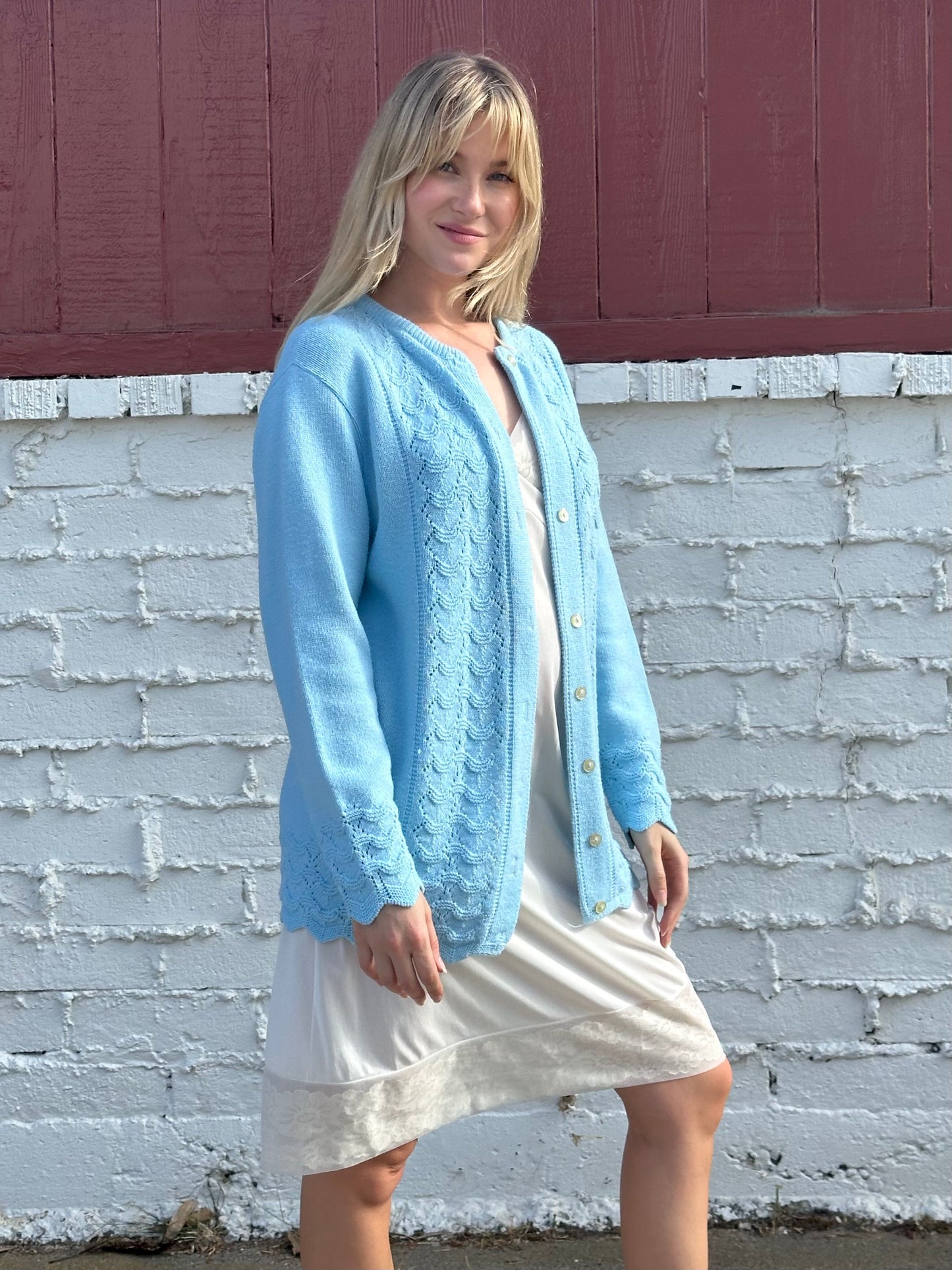 Vintage Baby Blue Cardigan Sweater