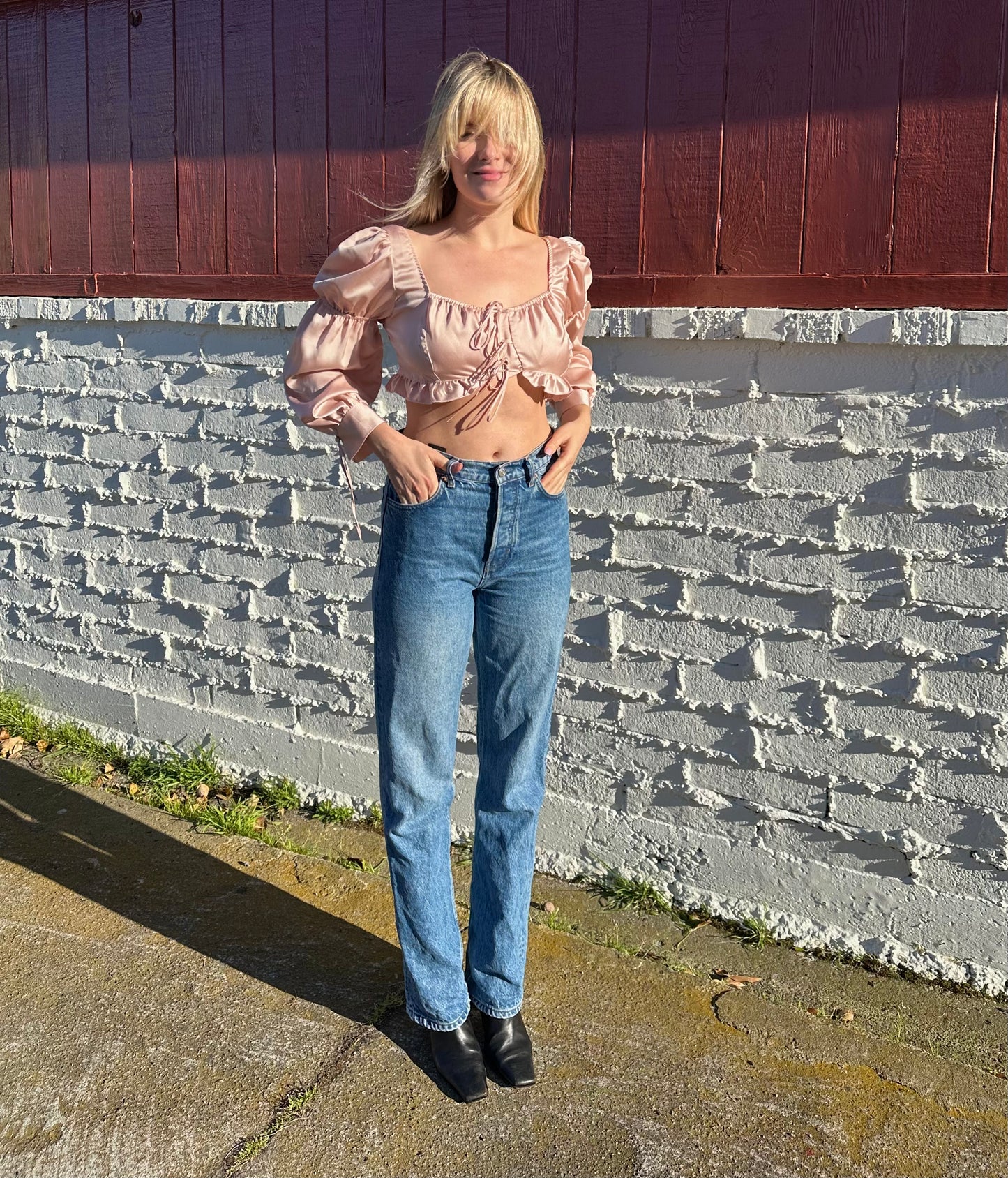 Pink Silky Crop Top