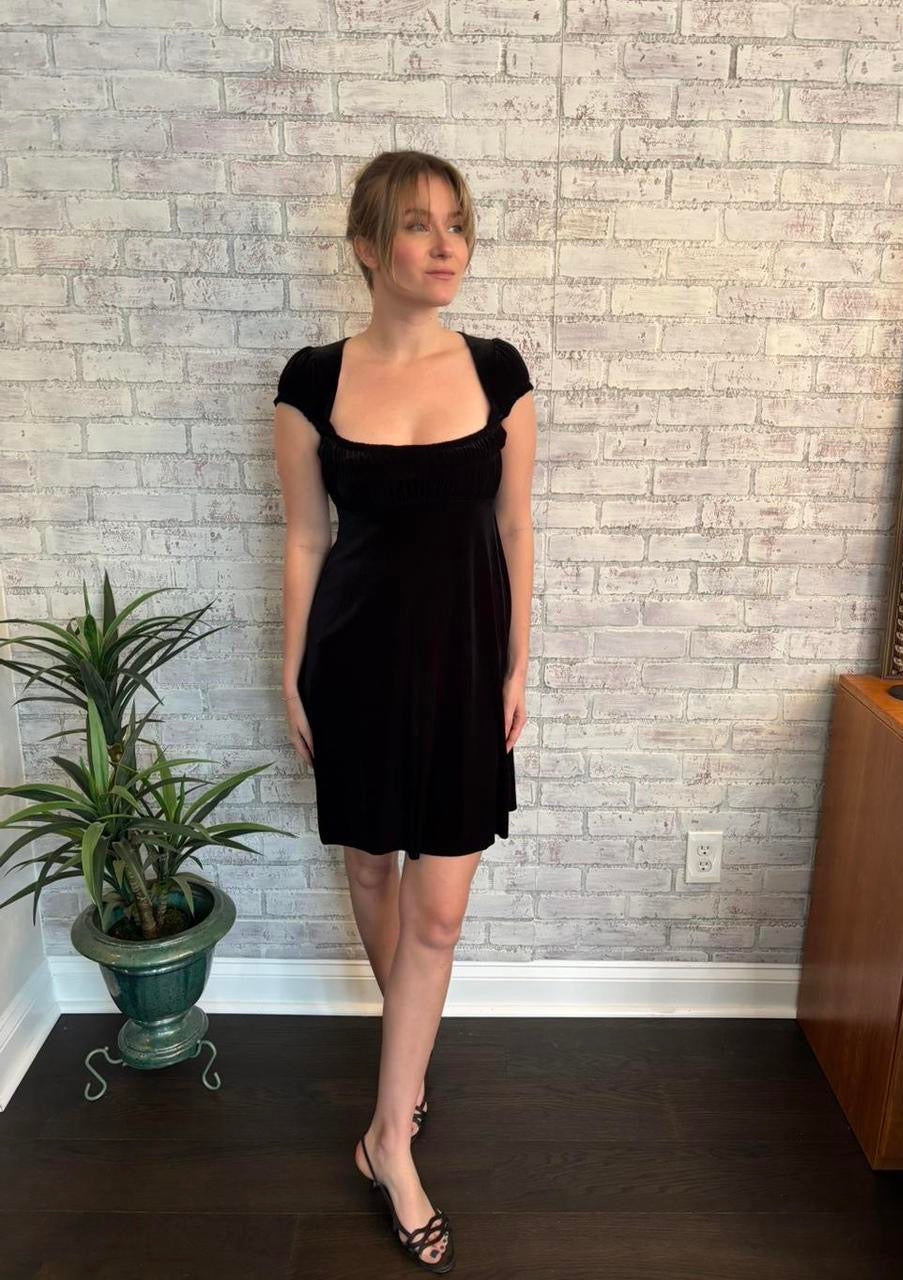 Vintage Free People Black Velvet Dress
