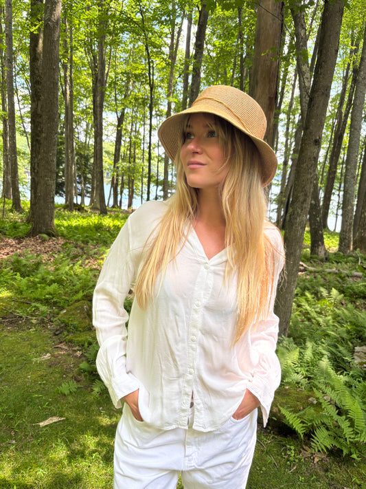 White Gauze Button Down
