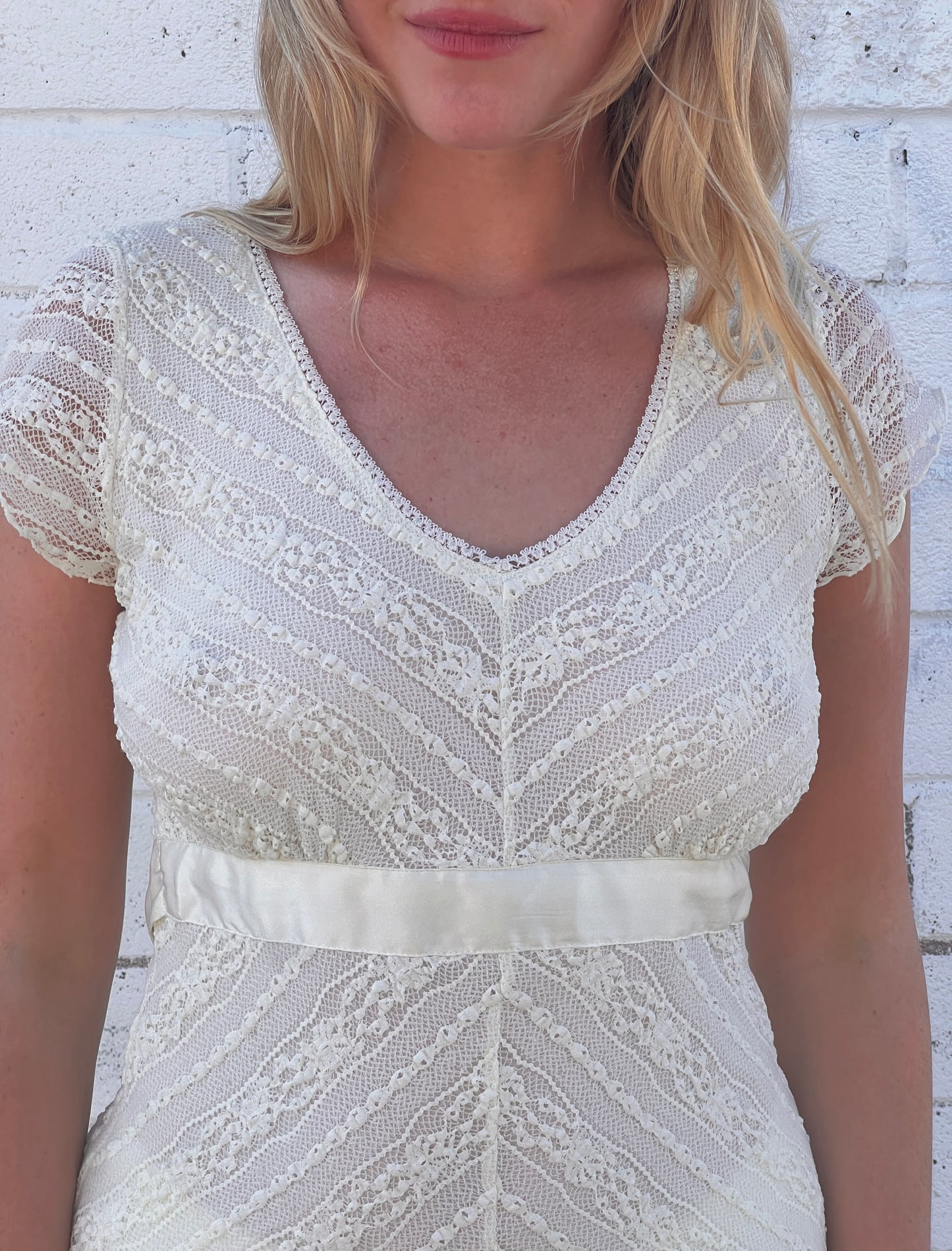 Cream Lace Milkmaid Top