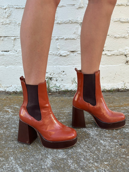 Sam Edelman Orange Patent Leather Booties