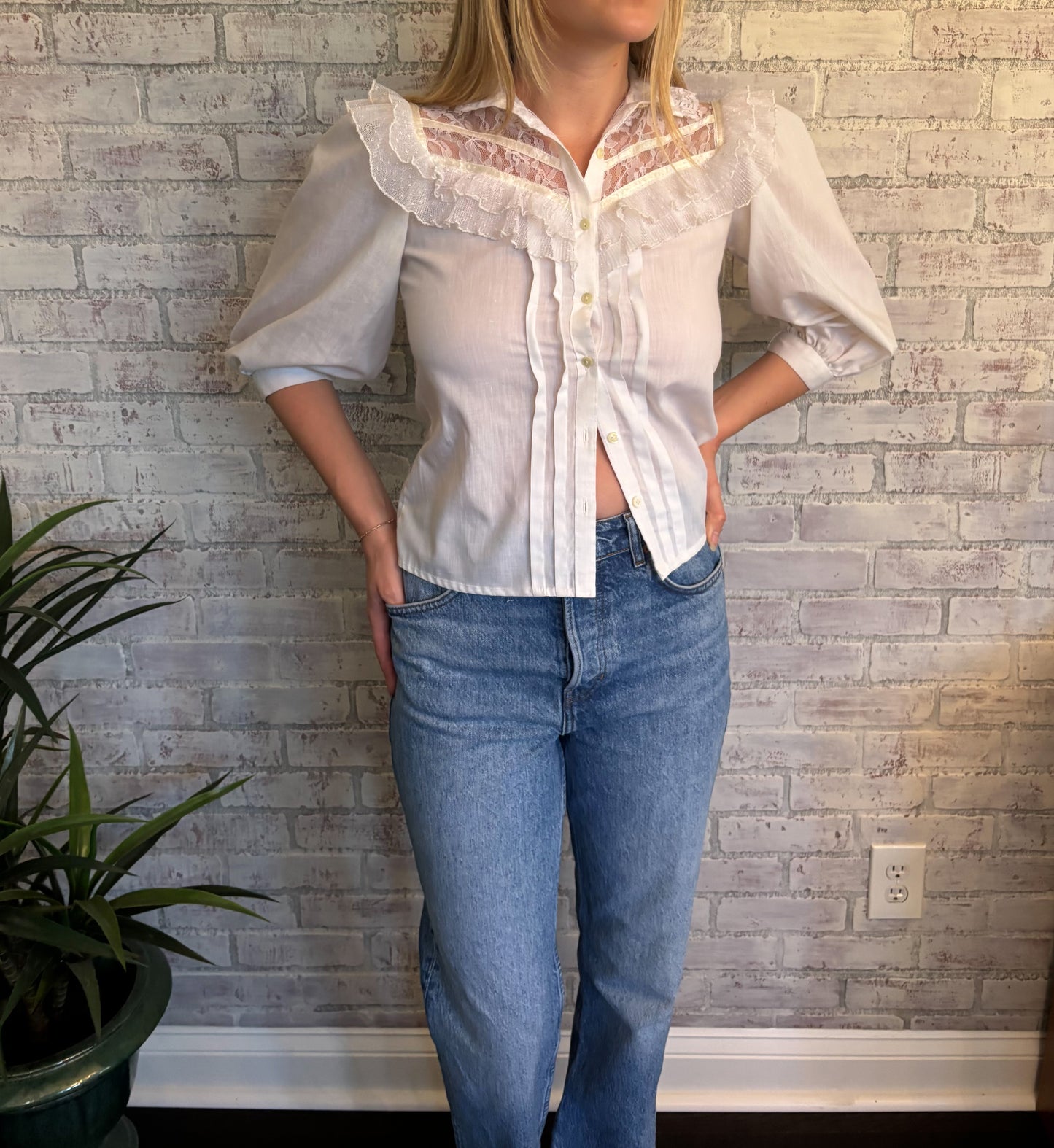 Vintage 80s Gunne Sax Lace Blouse