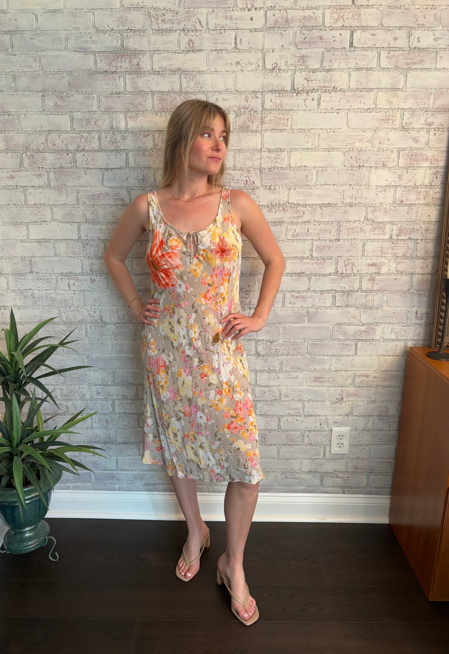 Vintage Beaded Floral Dress