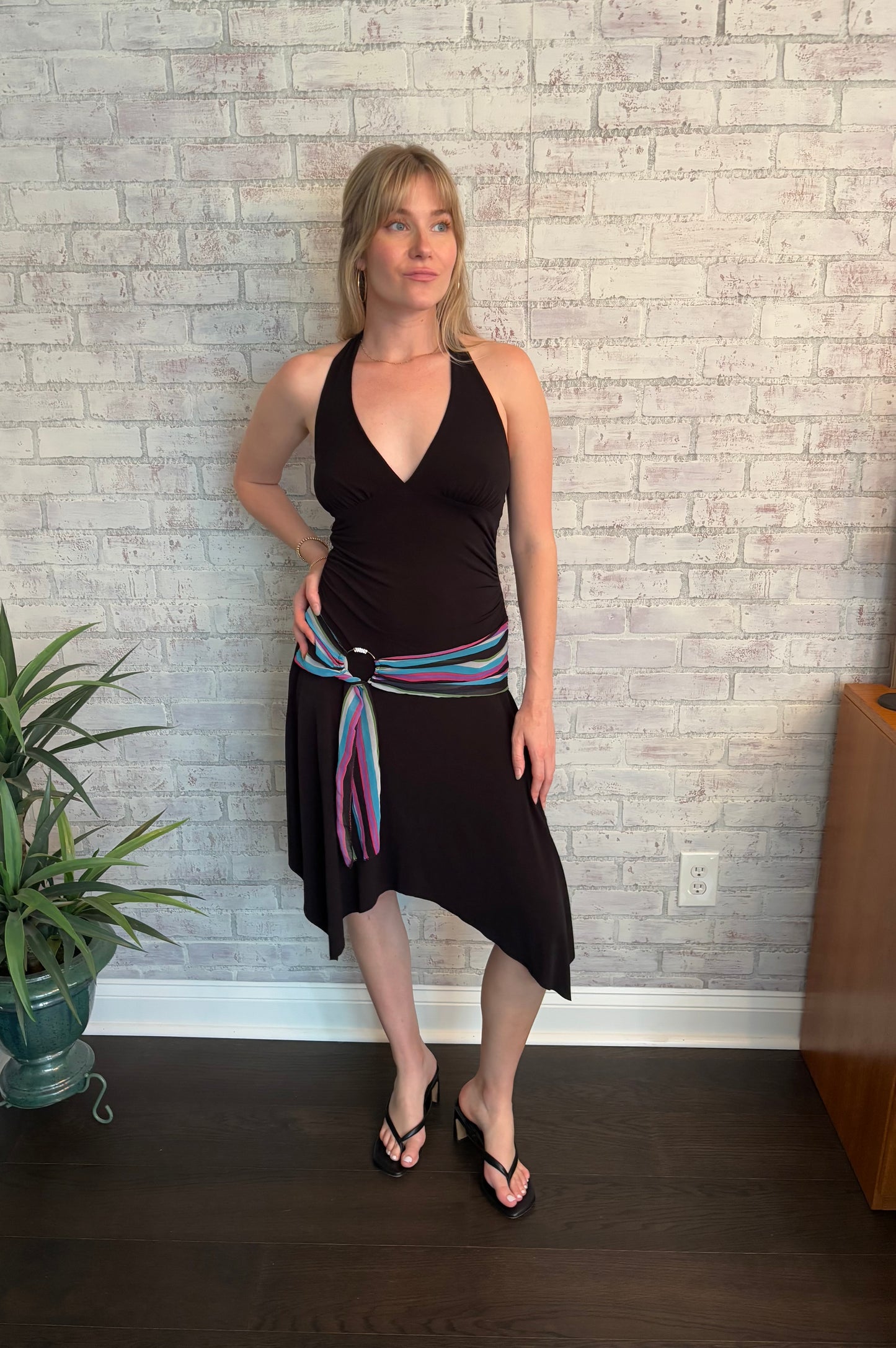 Vintage Y2k Halter Asymmetrical Dress