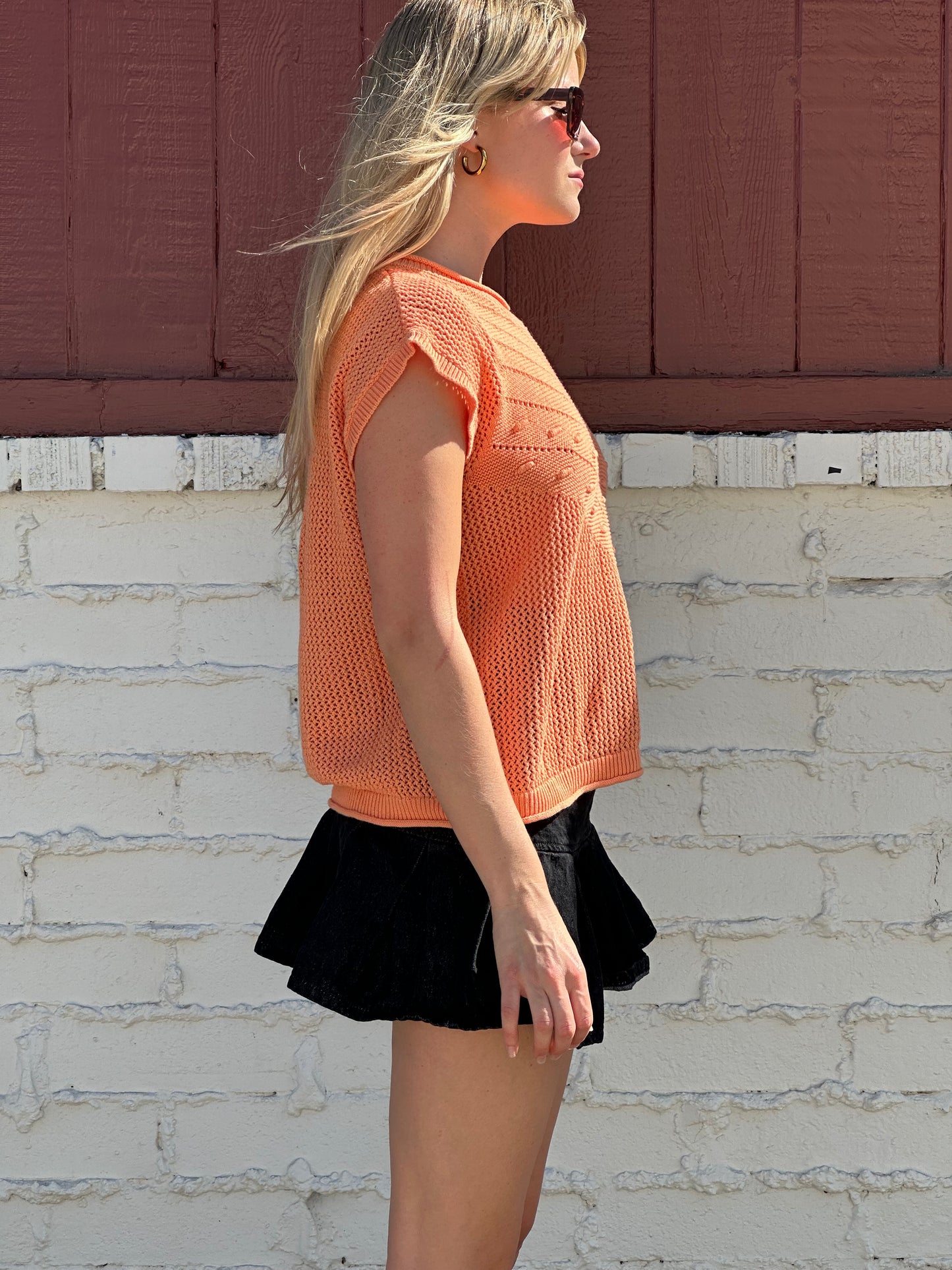 Short Sleeve Orange Sweater