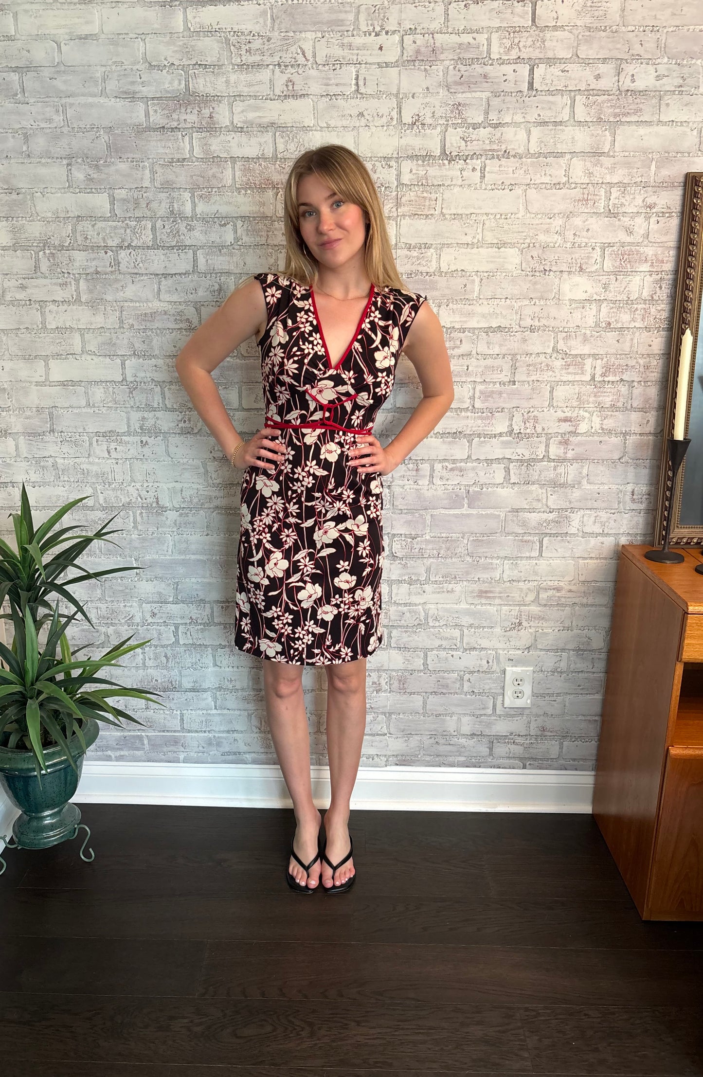 Vintage Y2k Floral V-Neck Dress