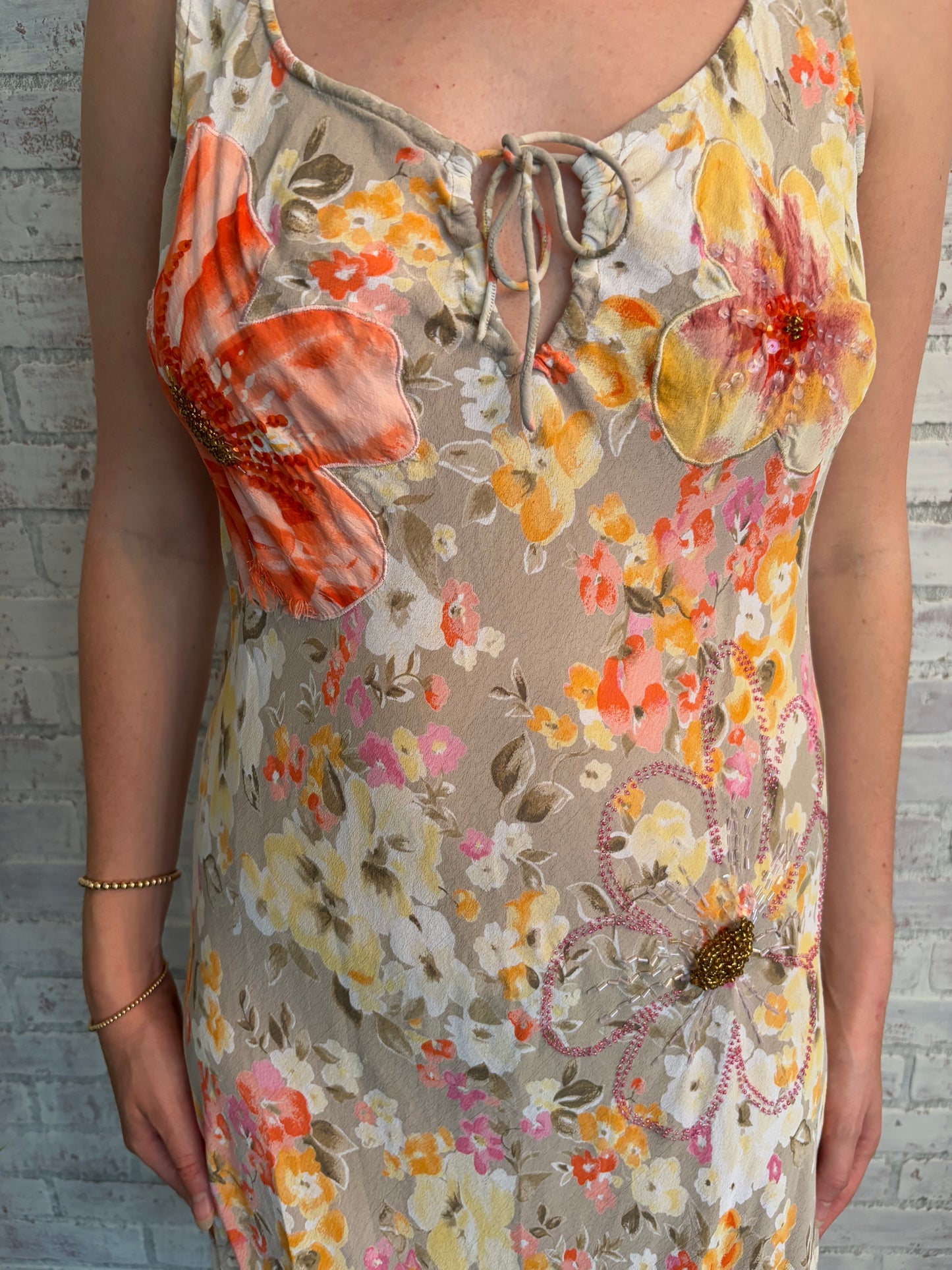 Vintage Beaded Floral Dress
