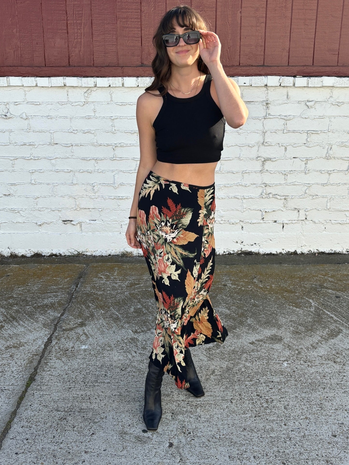 Black Floral Maxi Skirt