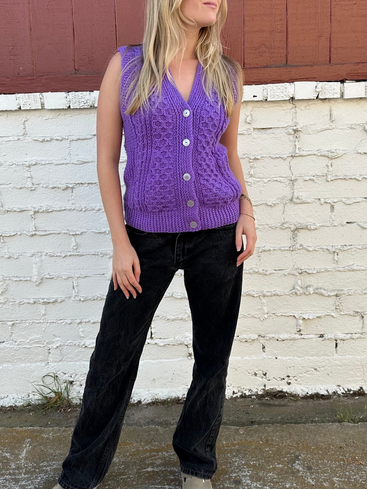 Purple Knit Sweater Vest