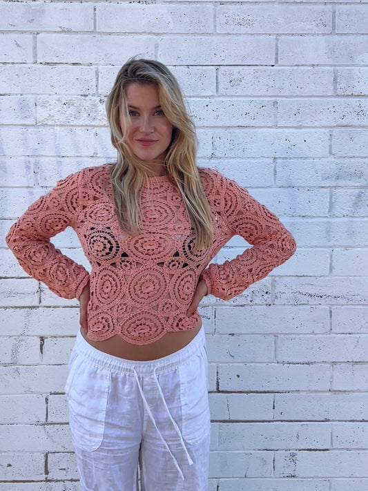 Coral Crochet Top