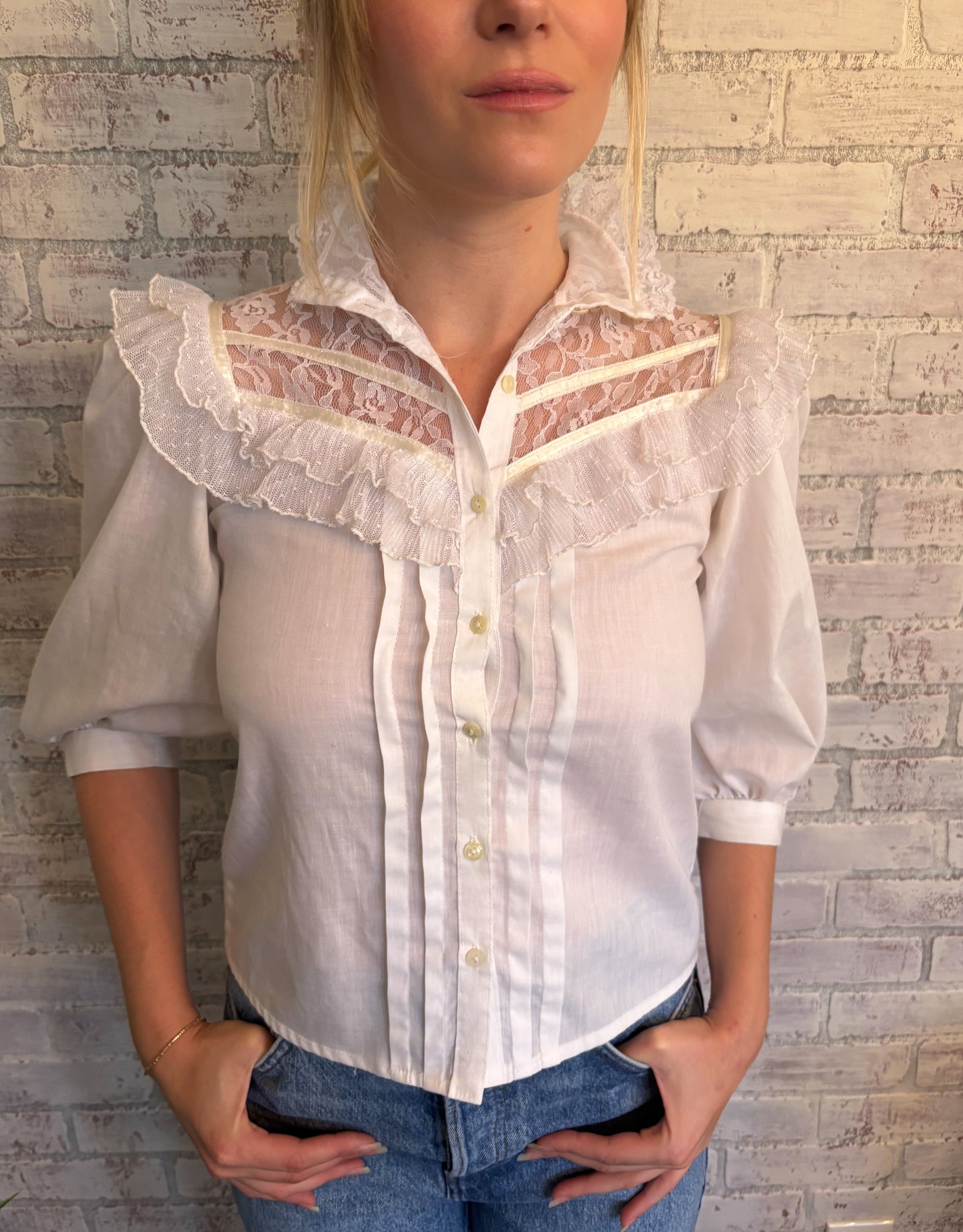 Vintage 80s Gunne Sax Lace Blouse
