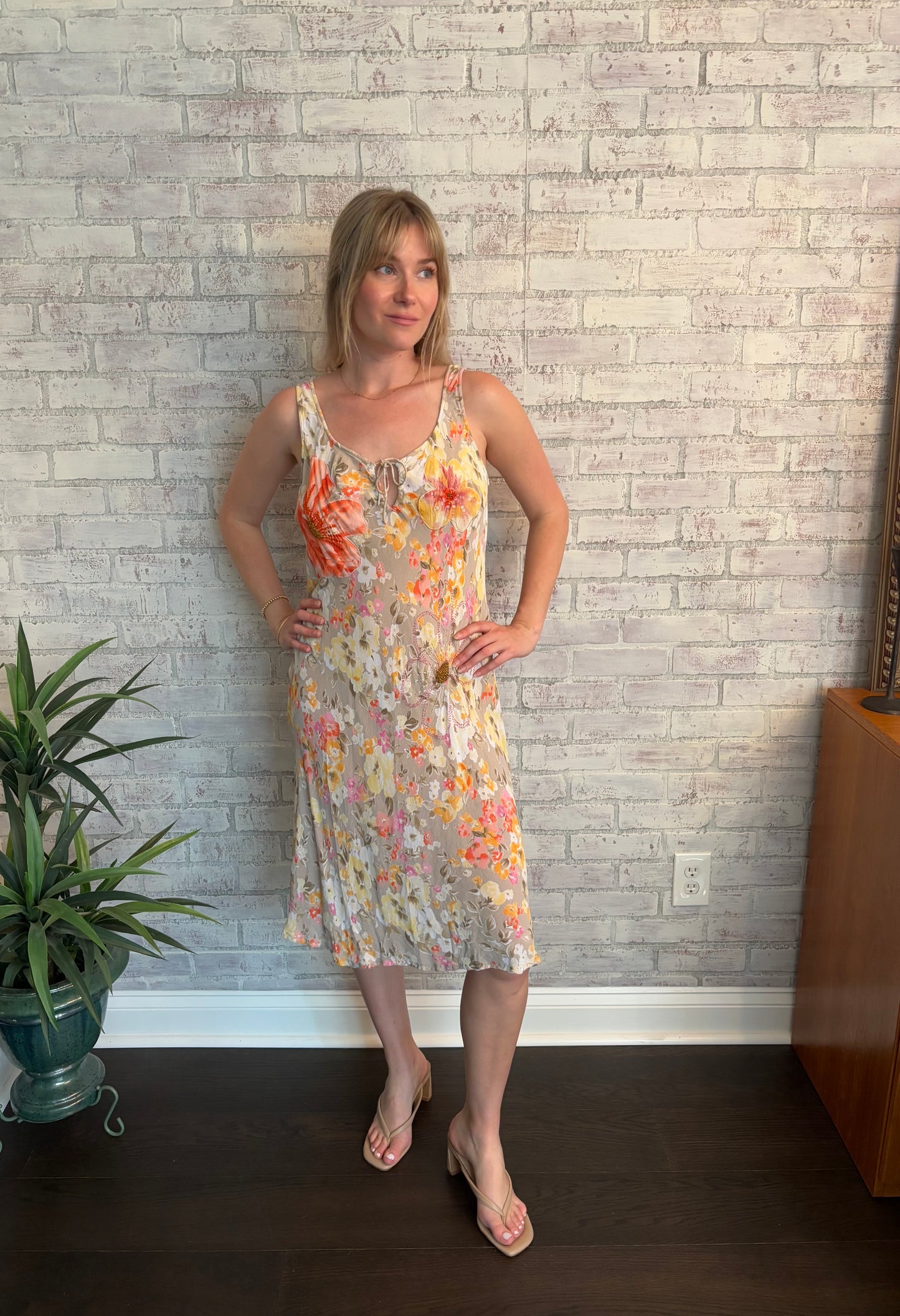 Vintage Beaded Floral Dress