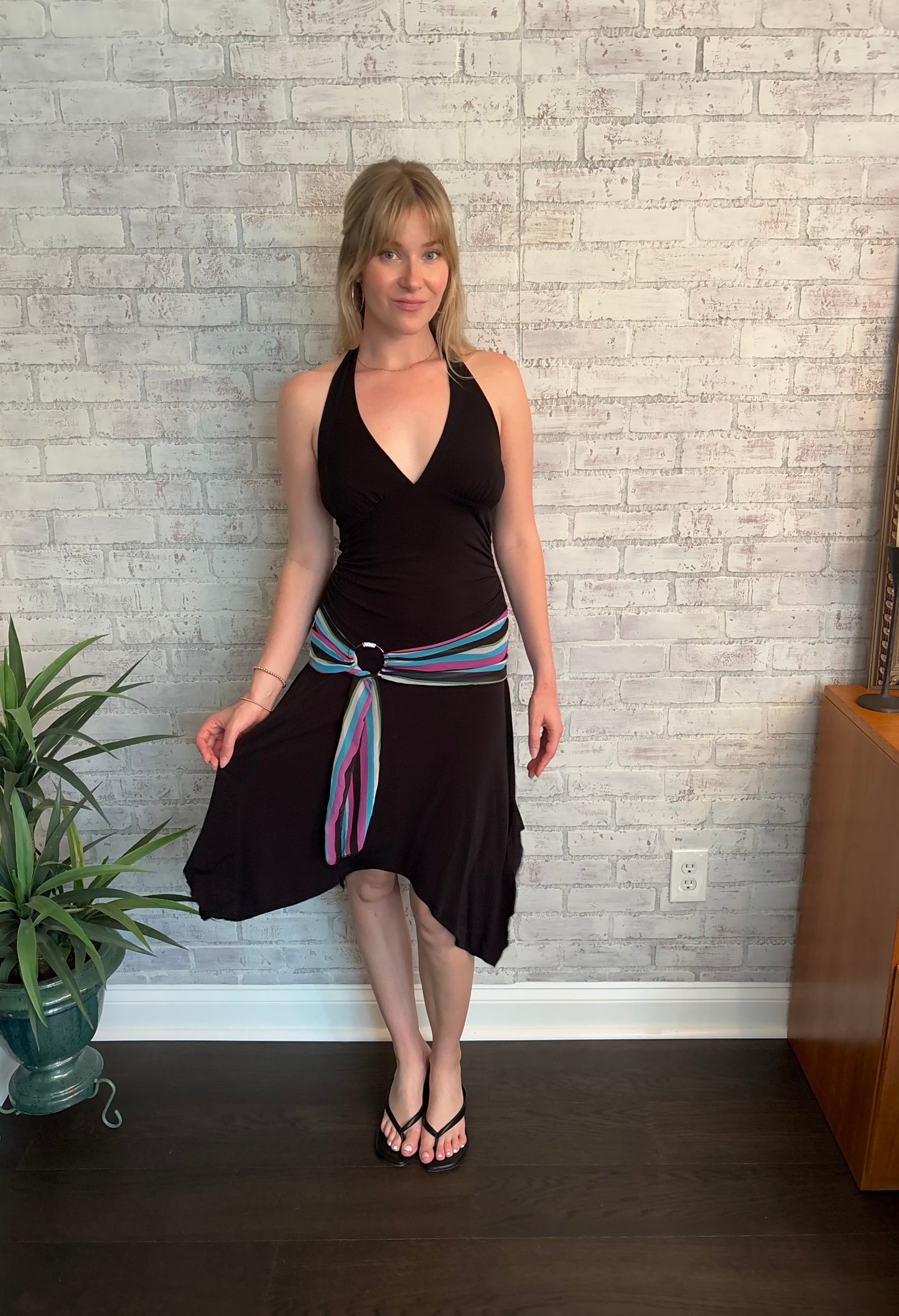 Vintage Y2k Halter Asymmetrical Dress