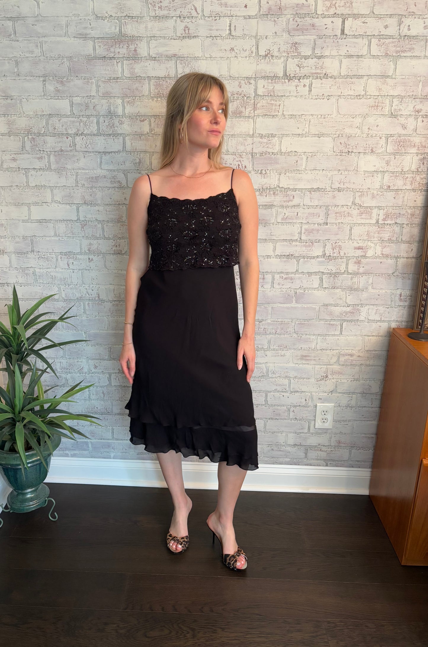 Vintage 90s Ralph Lauren Black Silk Dress