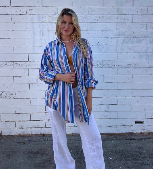 Vintage Retro Stripe Button Down