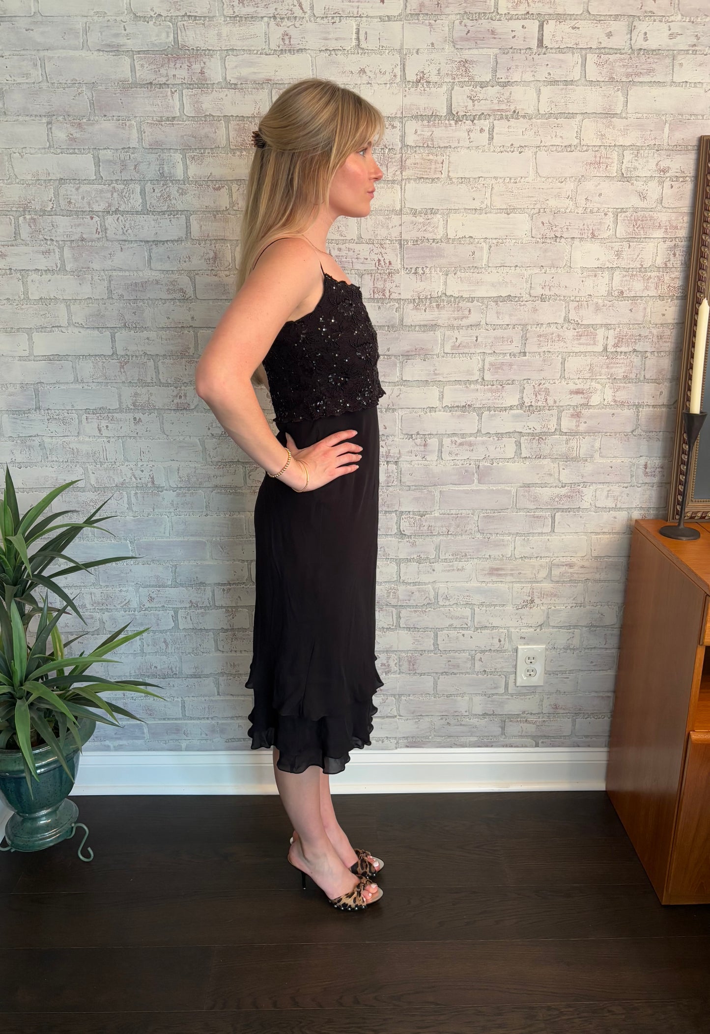 Vintage 90s Ralph Lauren Black Silk Dress