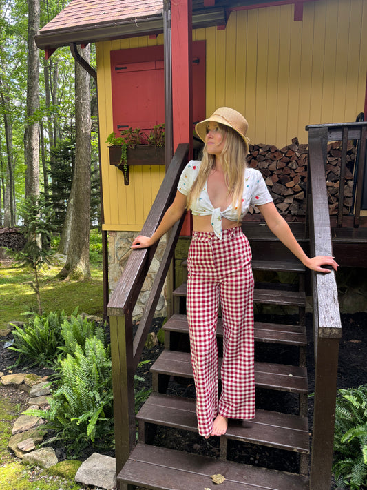 White Floral Tie Top