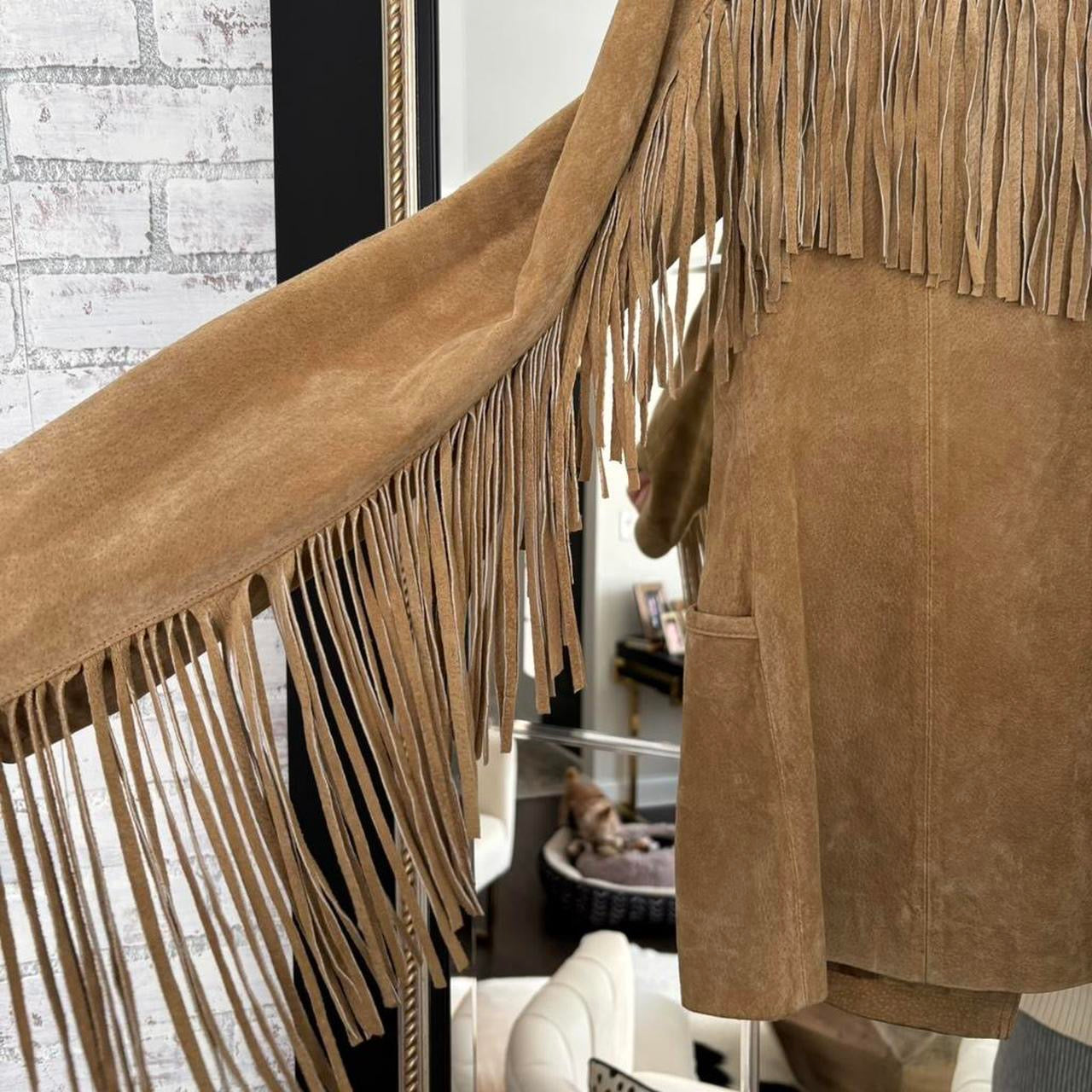Vintage Tan Suede Fringe Jacket