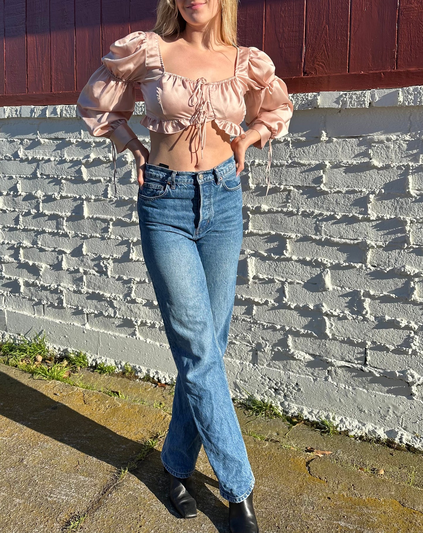 Pink Silky Crop Top