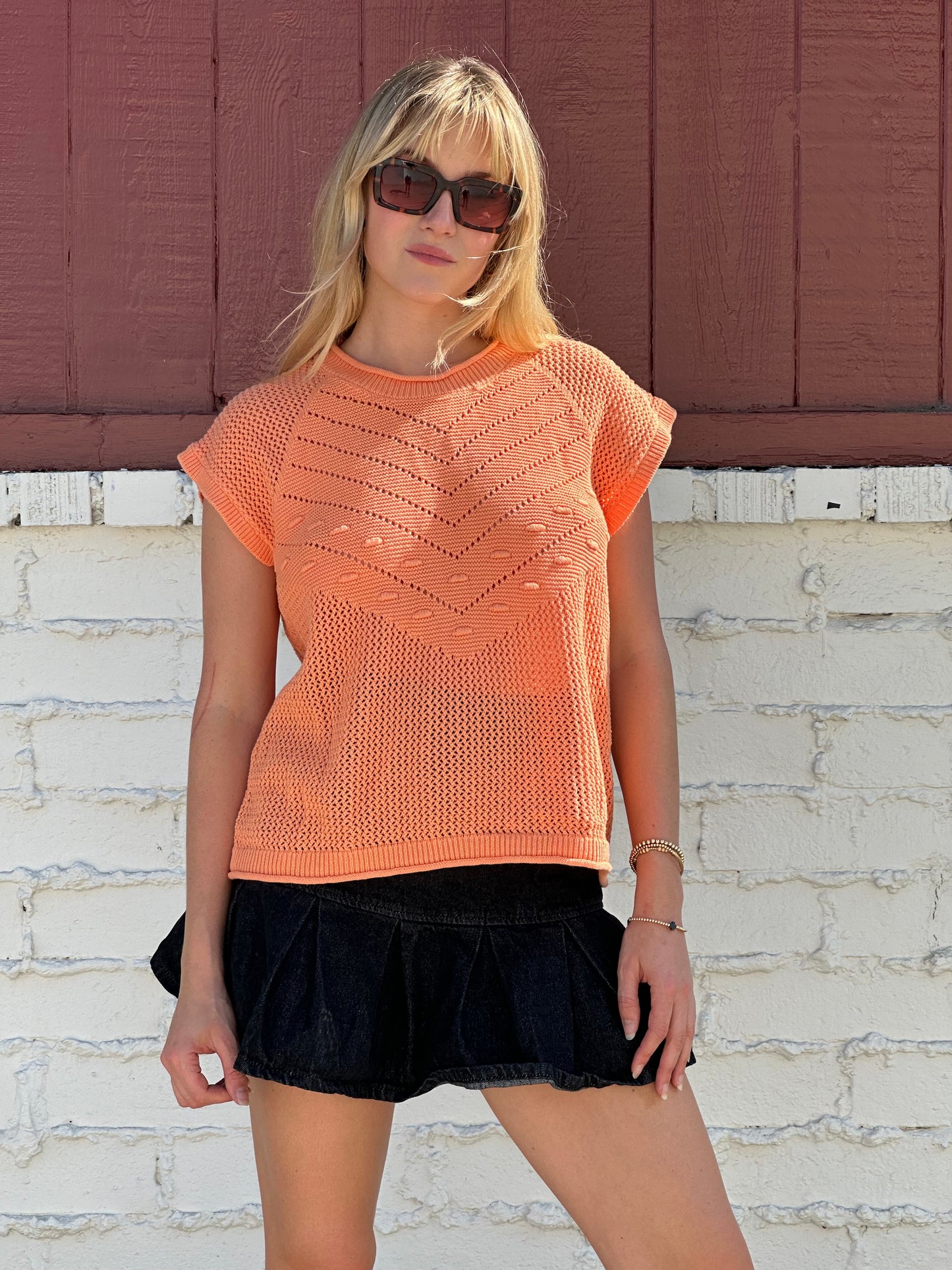 Short Sleeve Orange Sweater