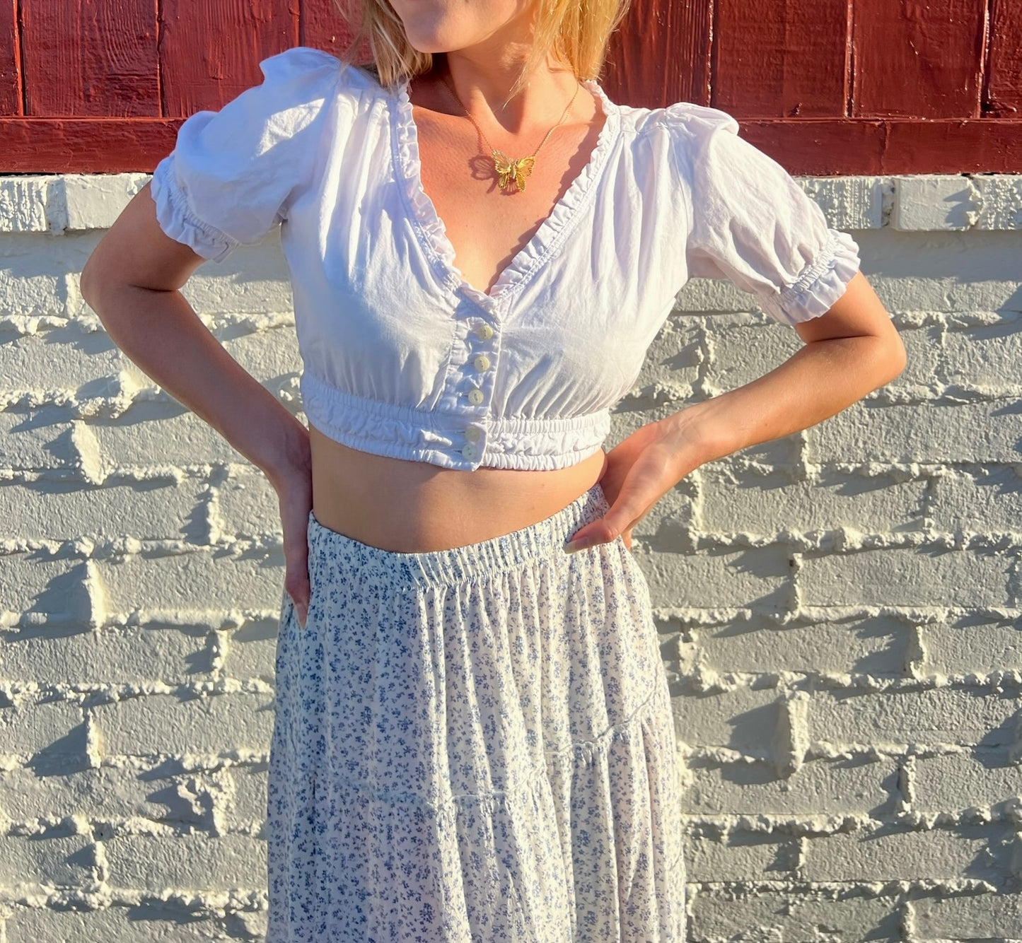 Vintage White Crop Top