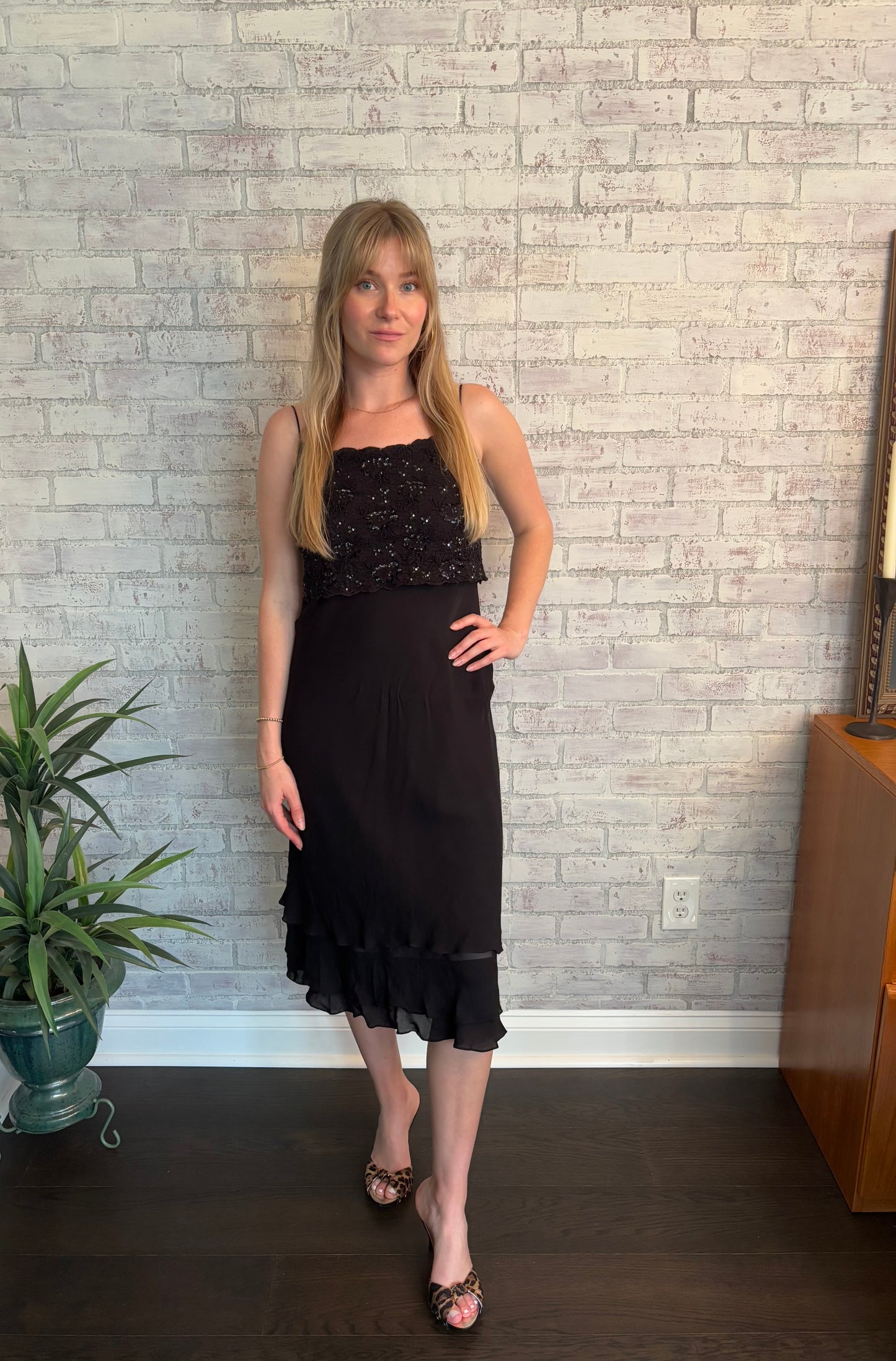 Vintage 90s Ralph Lauren Black Silk Dress