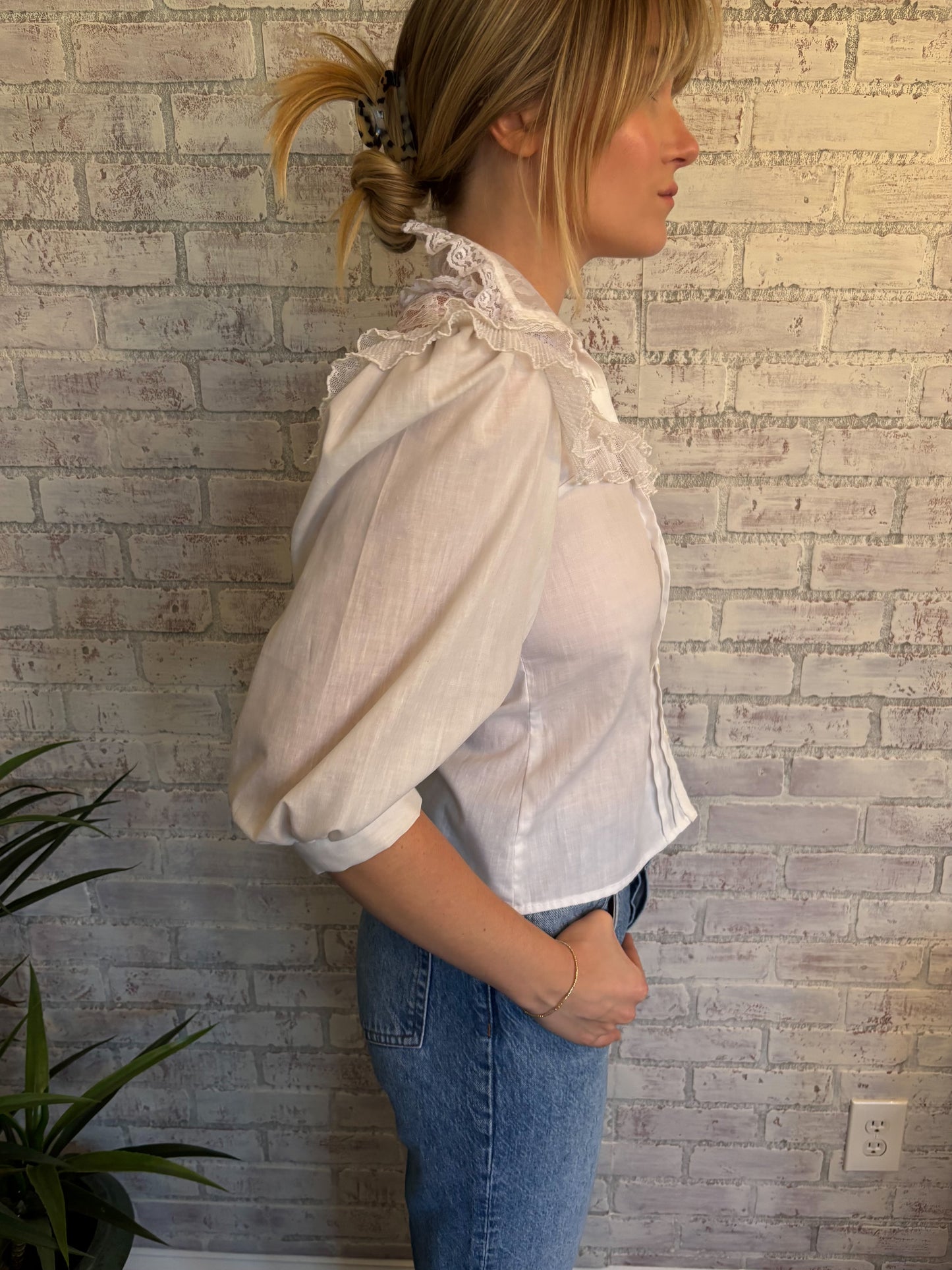 Vintage 80s Gunne Sax Lace Blouse