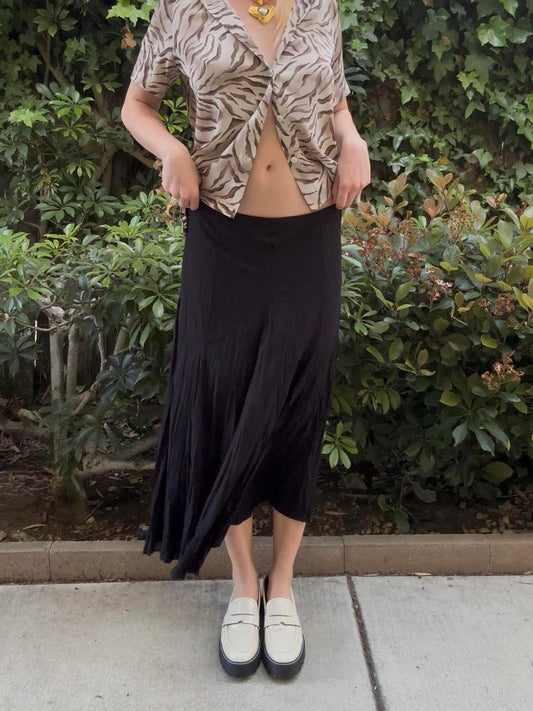 Vintage Black Flowy Maxi Skirt