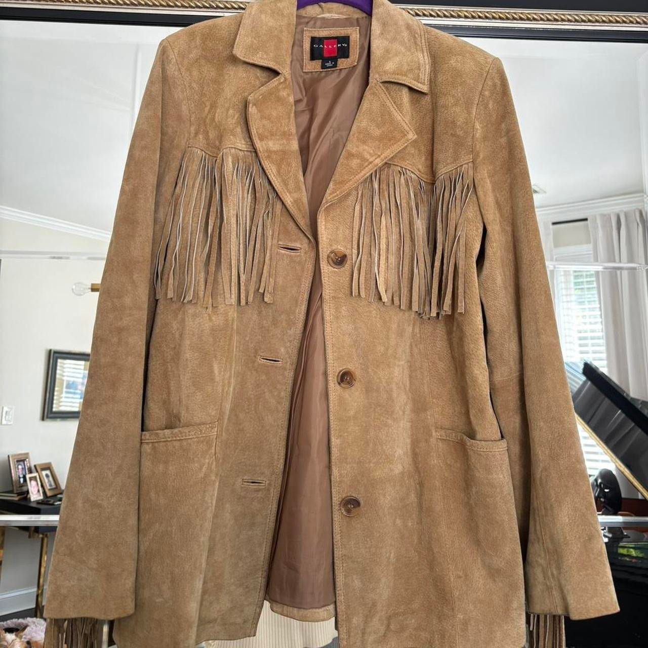 Vintage Tan Suede Fringe Jacket