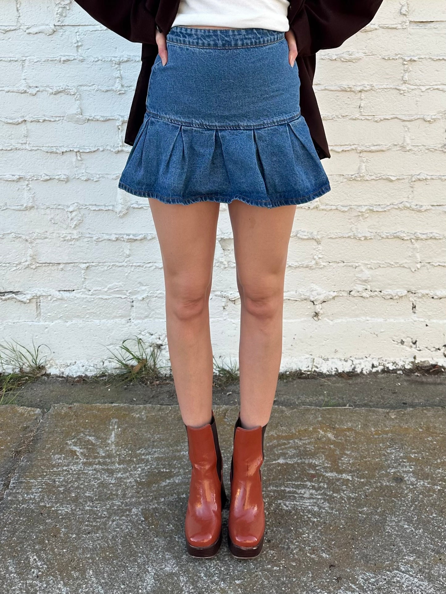 Lioness Light Denim Mini Skirt