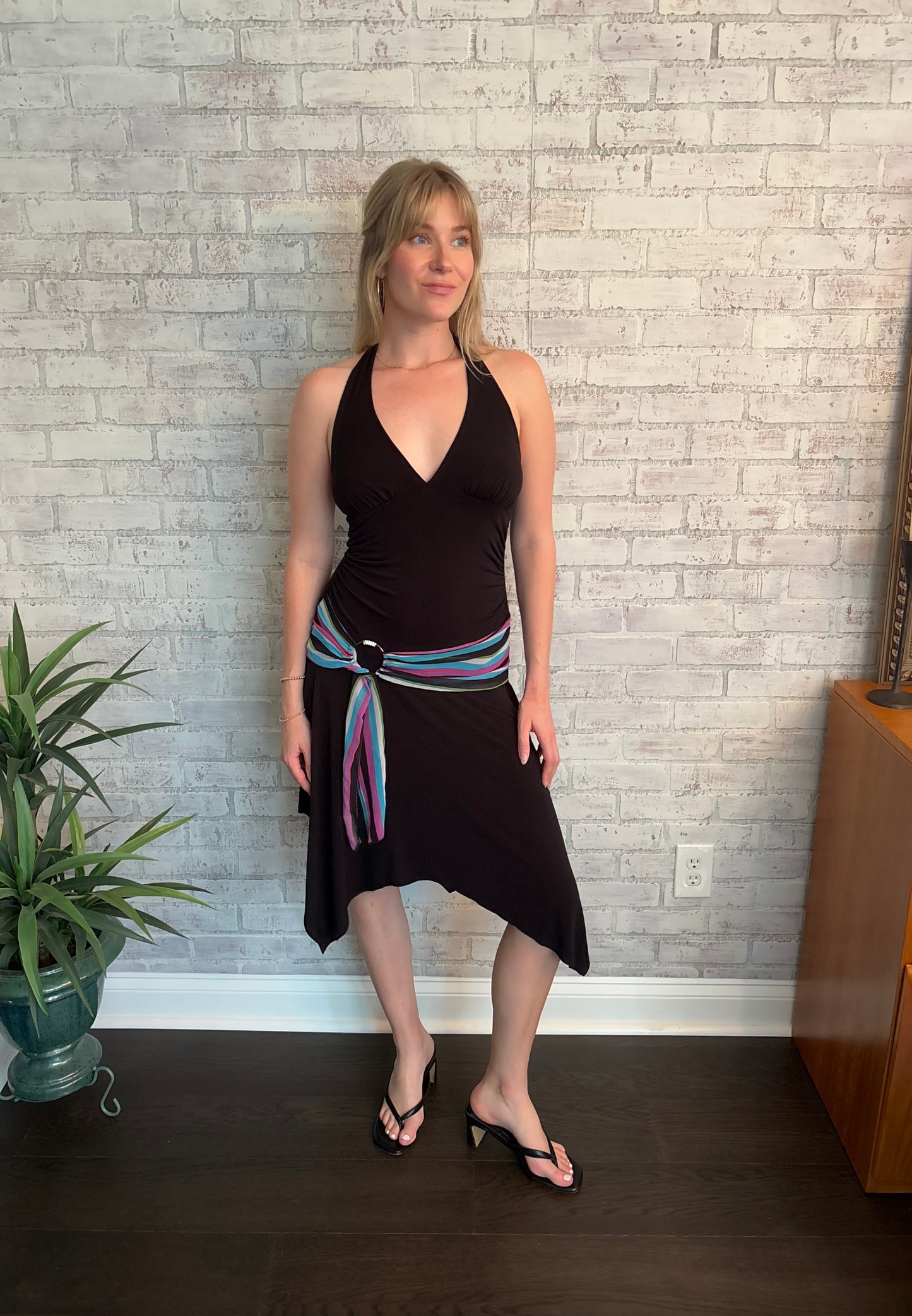 Vintage Y2k Halter Asymmetrical Dress