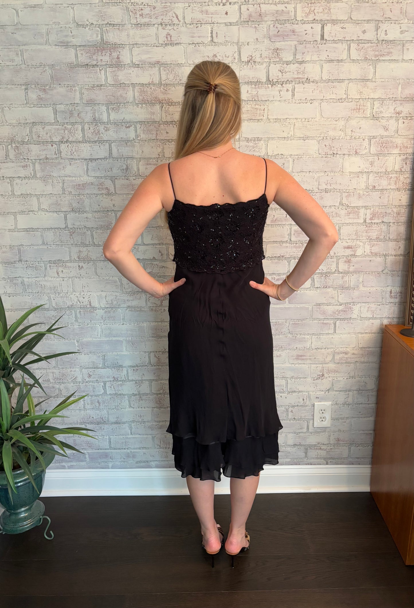 Vintage 90s Ralph Lauren Black Silk Dress