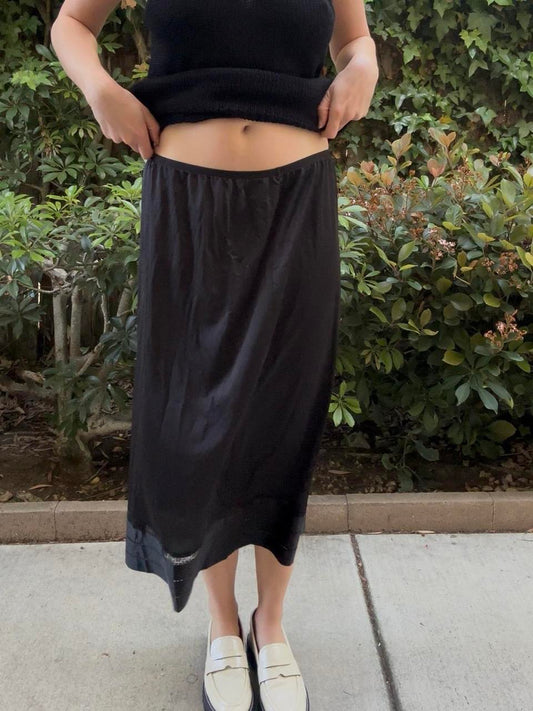 Vintage Black Midi Slip Skirt