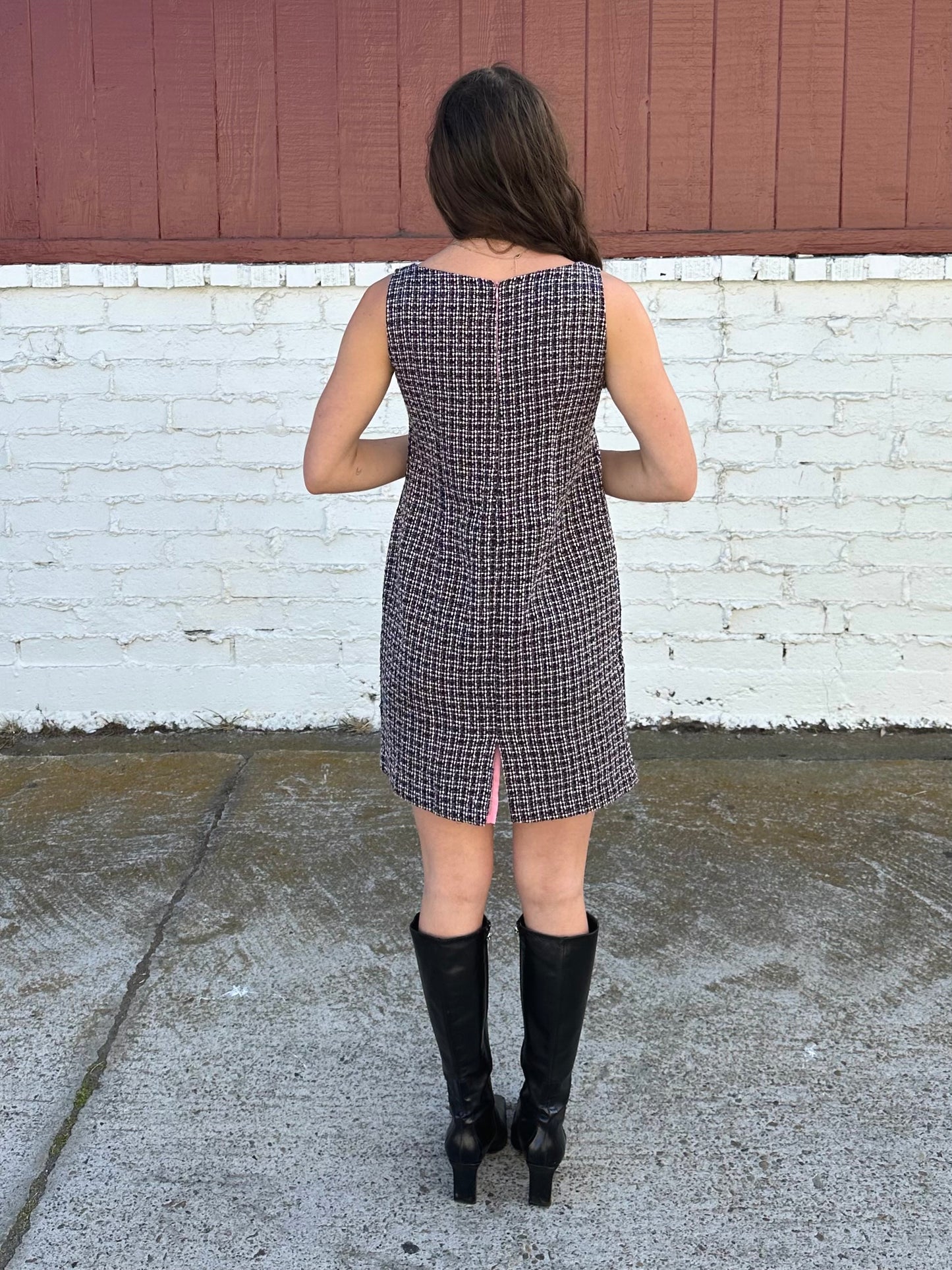 Vintage Black and Pink Tweed Dress