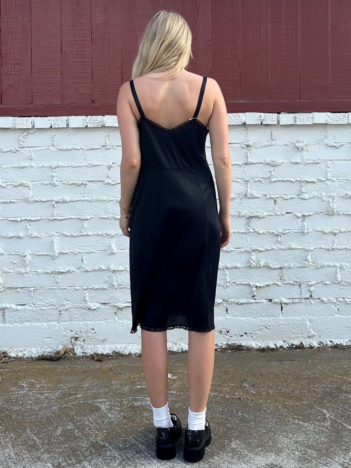 Vintage Black Midi Slip Dress